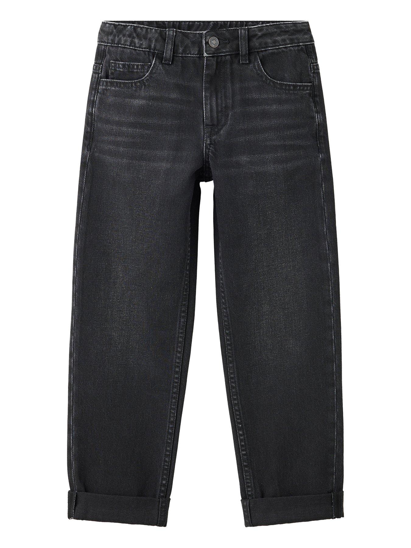 Image 1 of 4 of Mango Boys Rolled Up Hem Regular Fit Jeans - Black