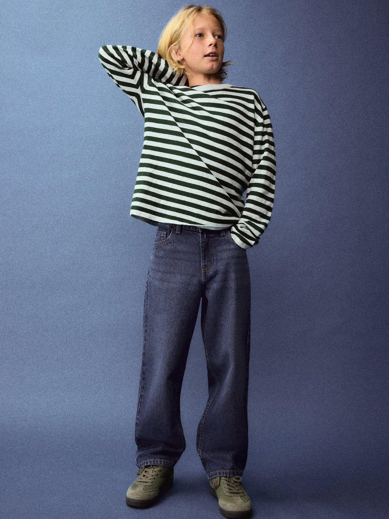 Image 6 of 6 of Mango Boys Striped Knitted Jumper - Grey