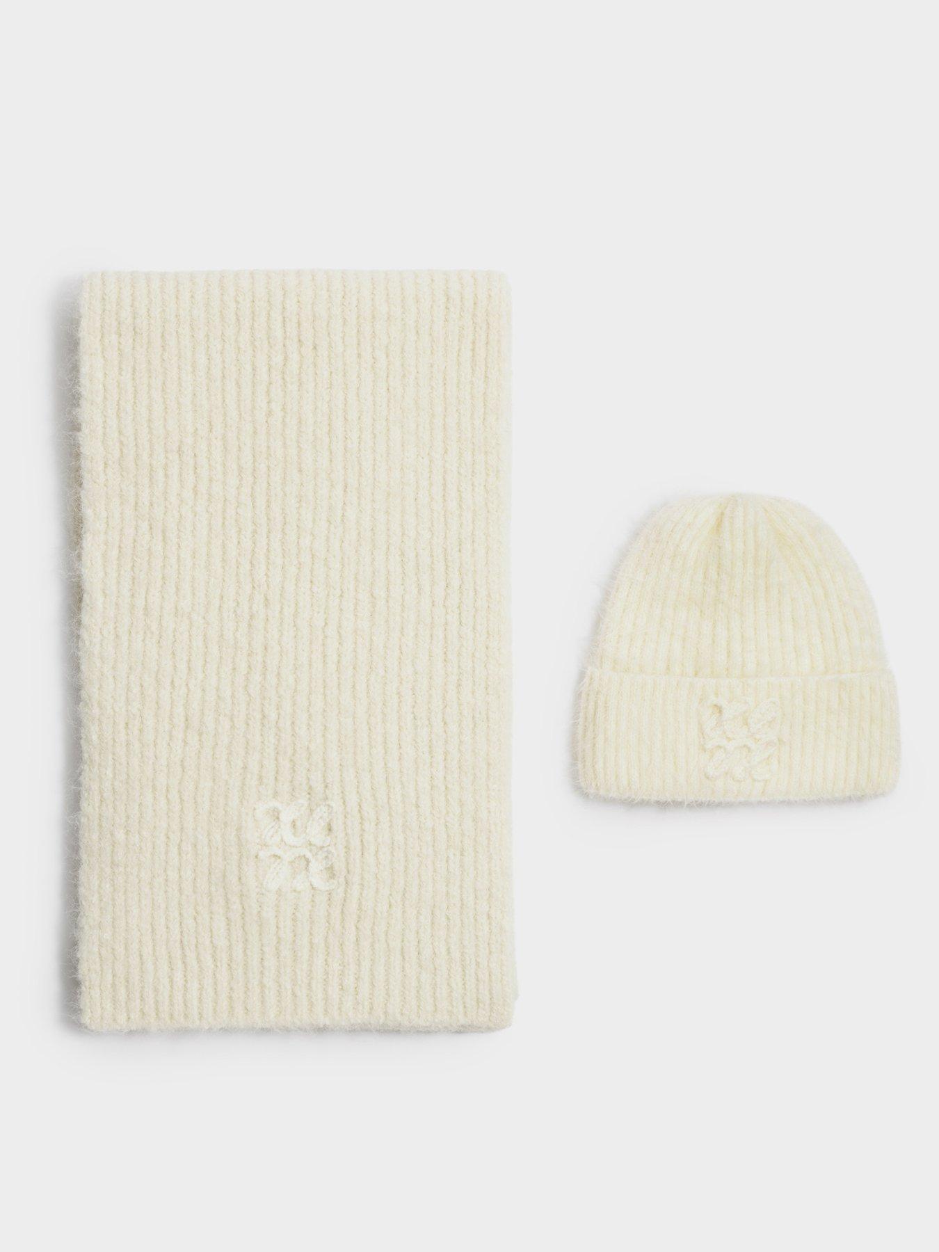 Image 5 of 6 of Katie Loxton Logo Applique Scarf - Off White / Taupe
