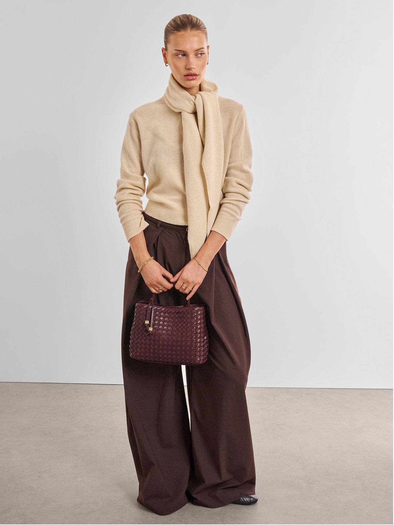 Katie Loxton Nova Hand Woven Top Handle Bag - Black Cherry