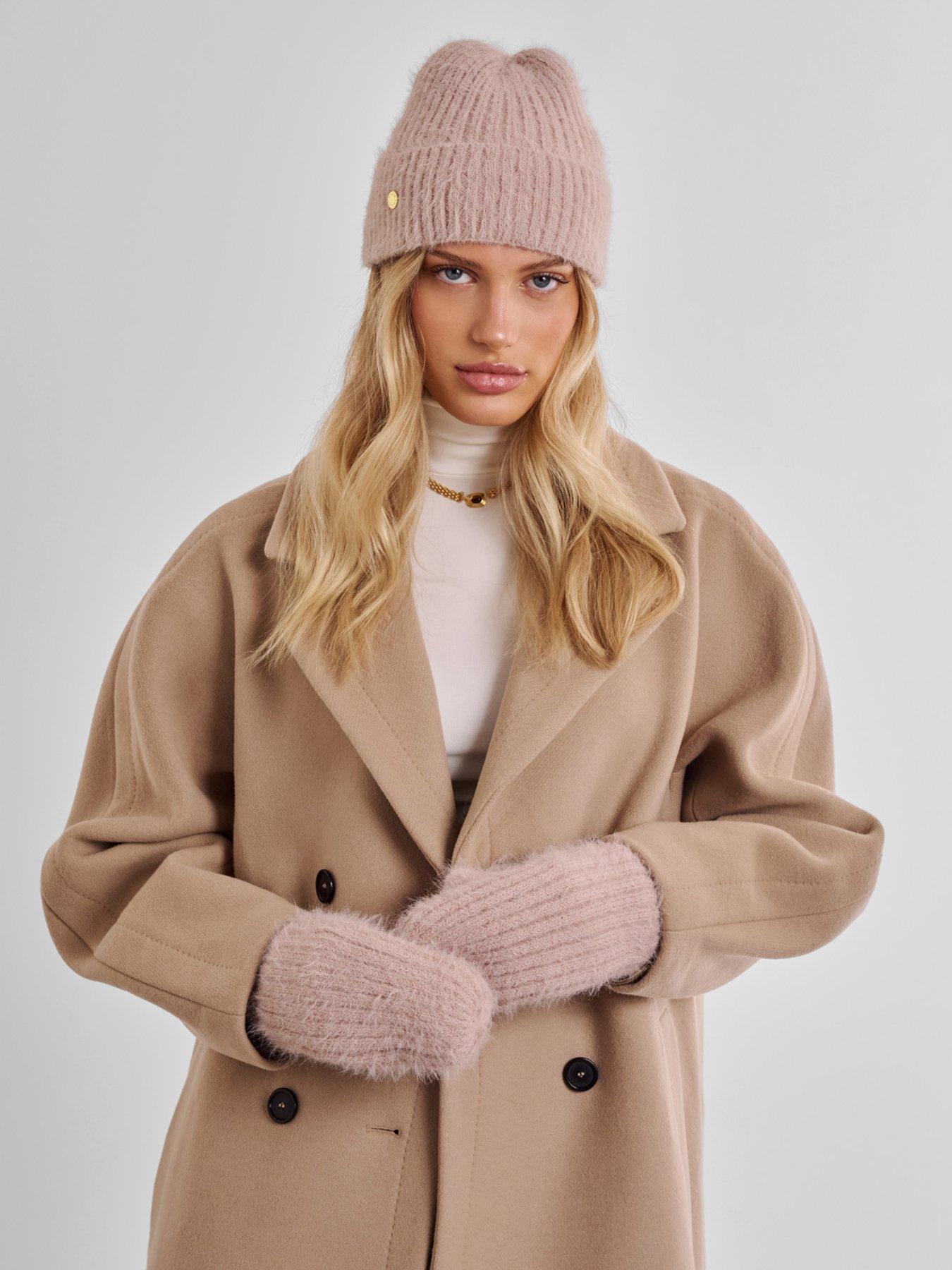 Image 1 of 6 of Katie Loxton Gift Boxed Hat And Mitten Set - Blush Pink