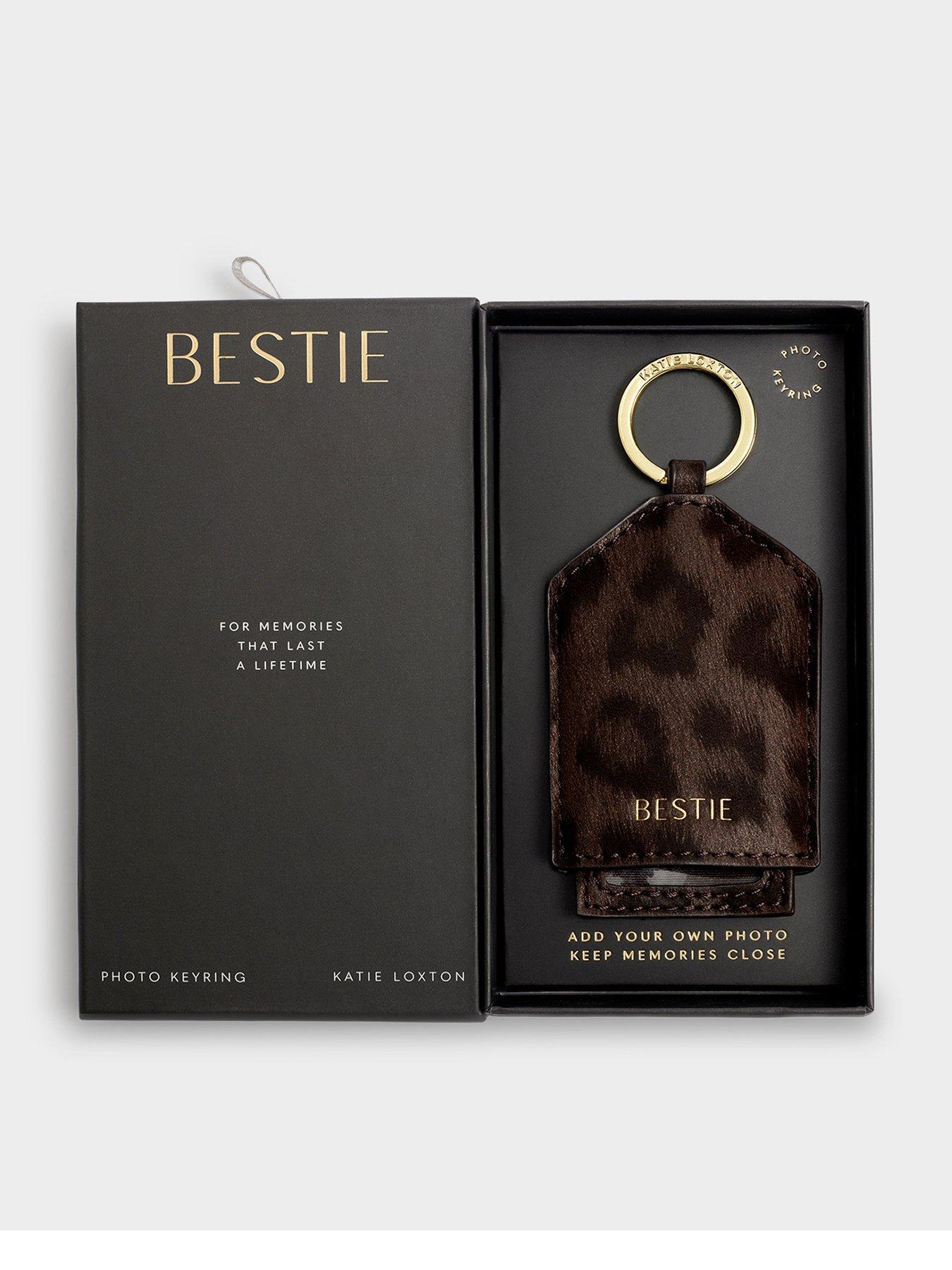 Katie Loxton Boxed 'bestie' Photo Keyring - Chocolate Leopard