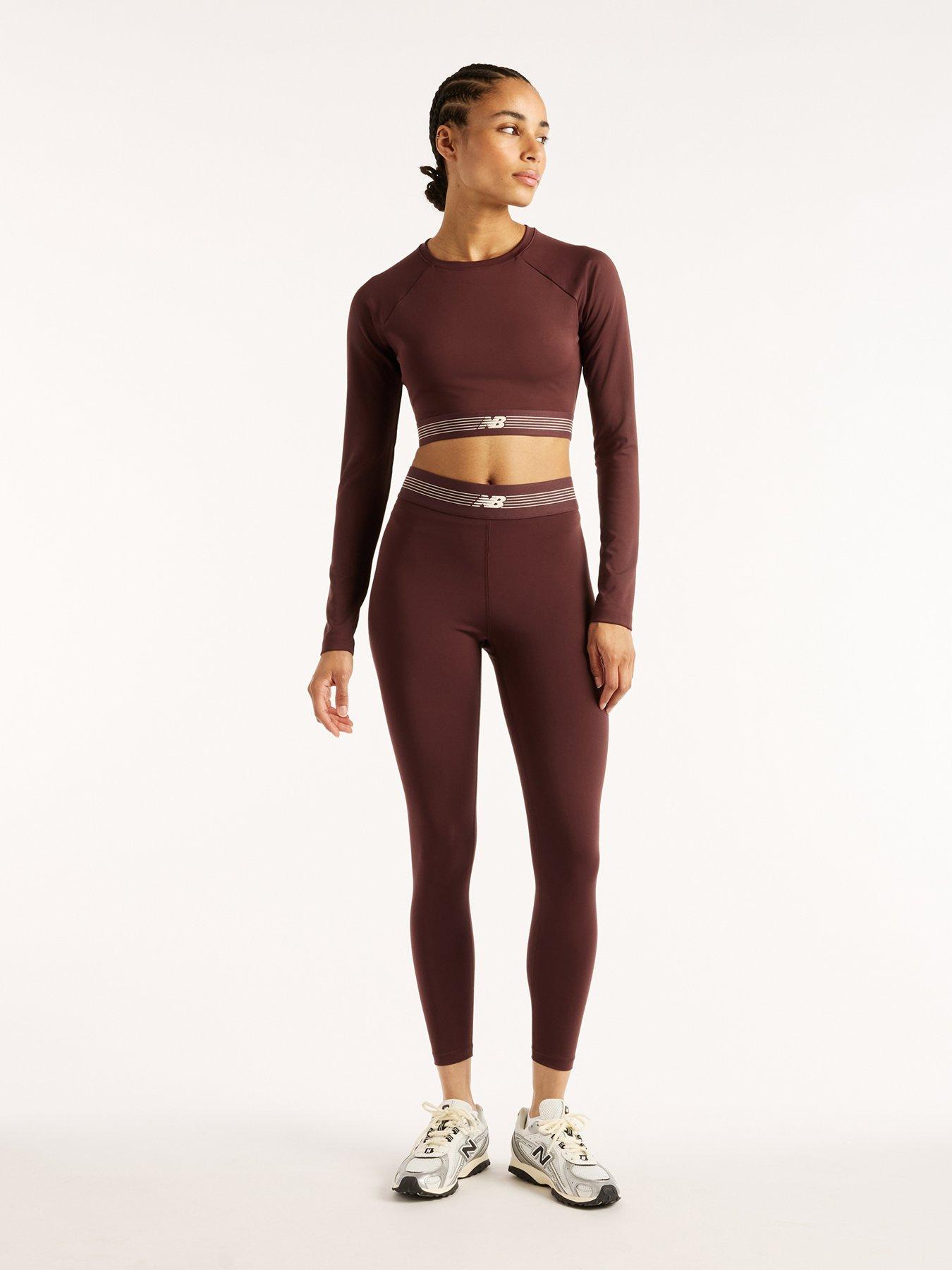 Image 1 of 5 of New Balance Womens AC Fitted Cropped Raglan Long Sleeve T-Shirt - Red
