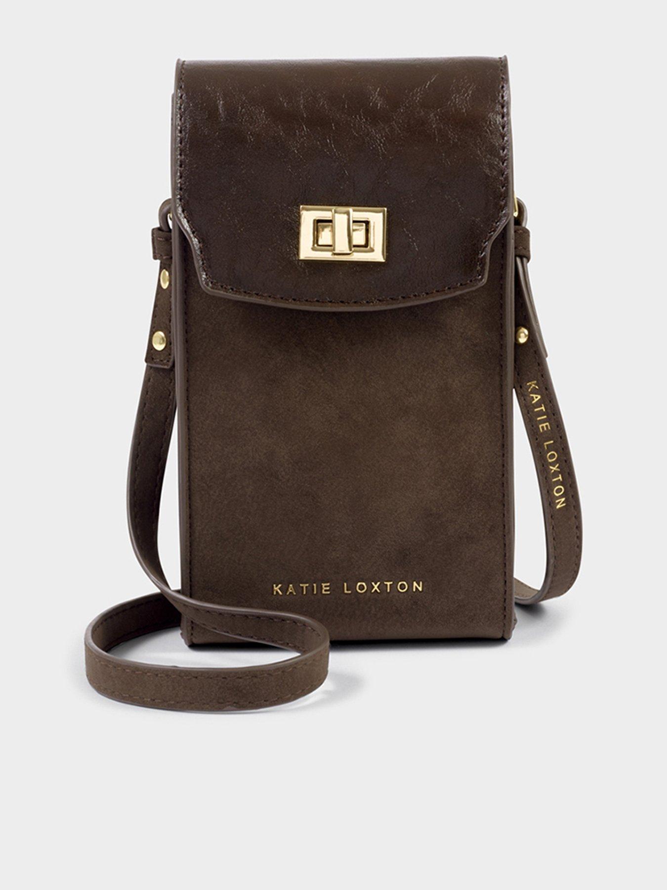 Image 2 of 6 of Katie Loxton Orin Twist Lock Slim Bag - Bitter Chocolate Suedette / Chocolate Distressed