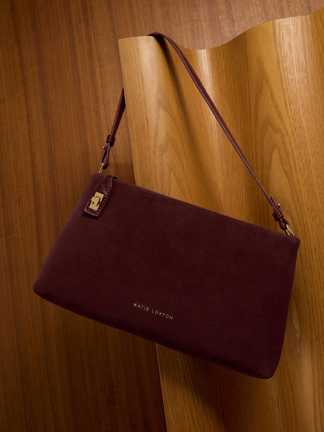 Katie Loxton Orin Twist Lock Small Shoulder - Cherry Suedette / Cherry Distressed