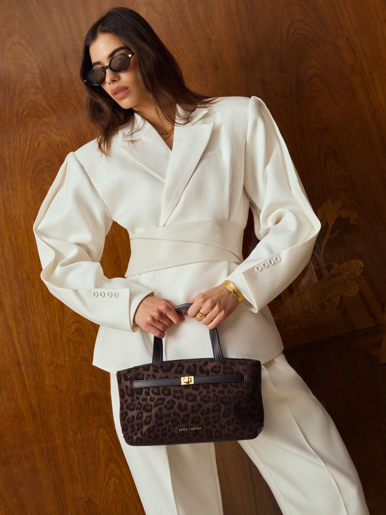 Katie Loxton Orin Top Handle Crossbody Bag - Chocolate Leopard