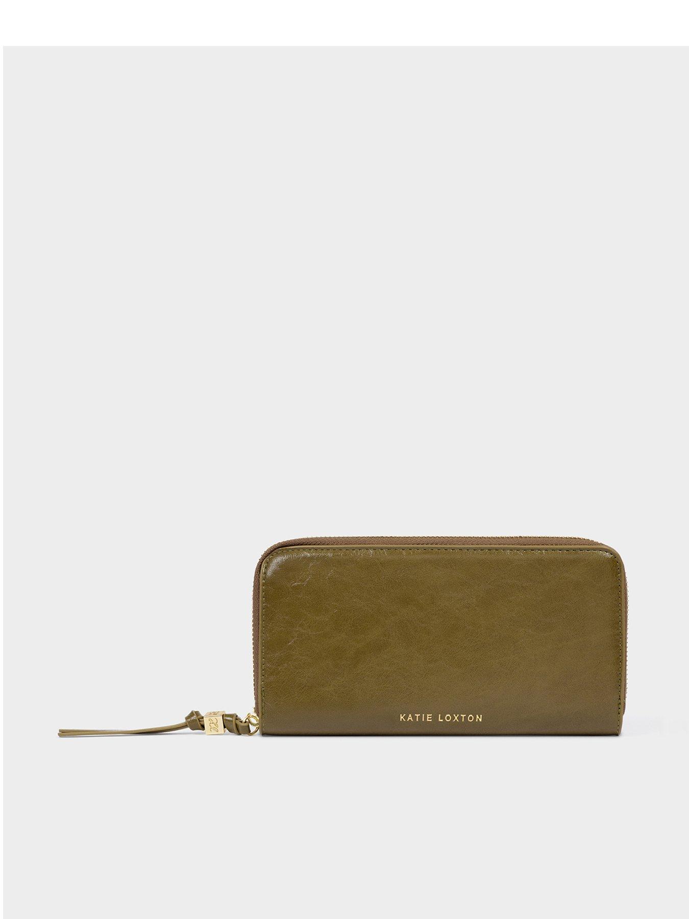 Katie Loxton Large Purse - Deep Olive Patent Crackle