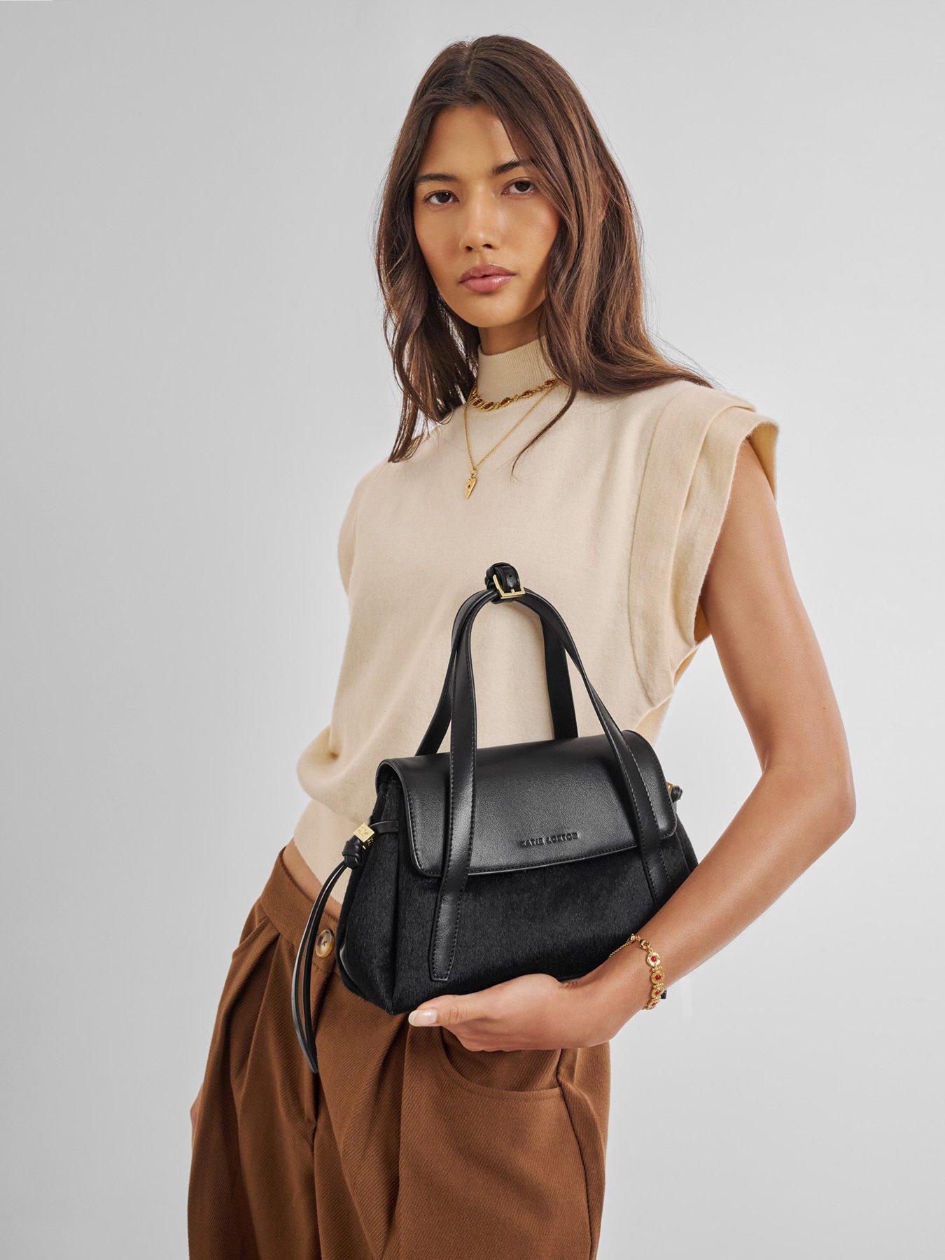 Katie Loxton Alyssa Top Handle - Black Faux Pony / Black