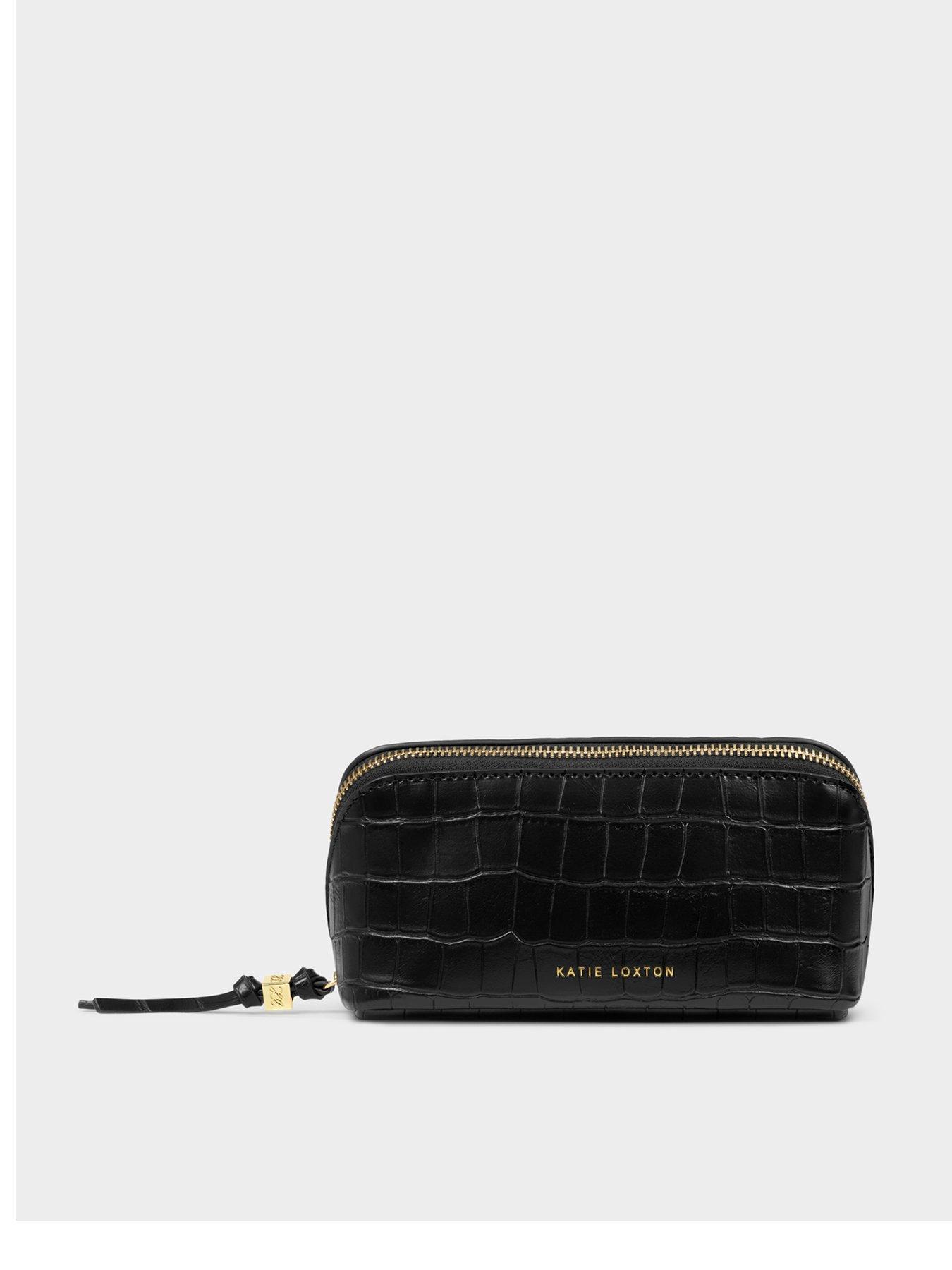 Katie Loxton Fold-Out Mirror Make Up Bag - Croc Black