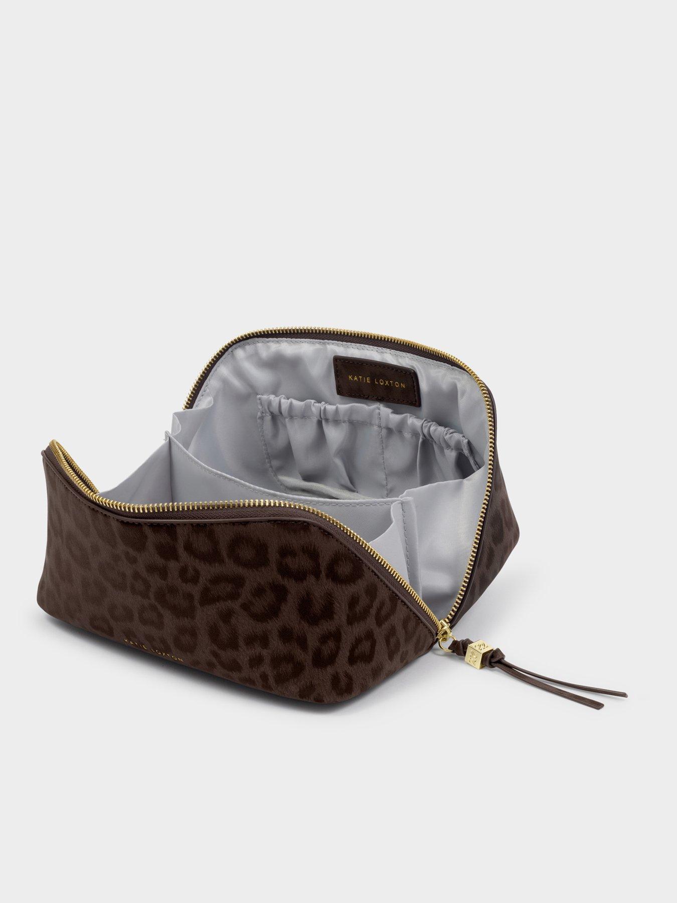 Image 2 of 4 of Katie Loxton Soho Medium Make Up / Wash Bag - Chocolate Leopard