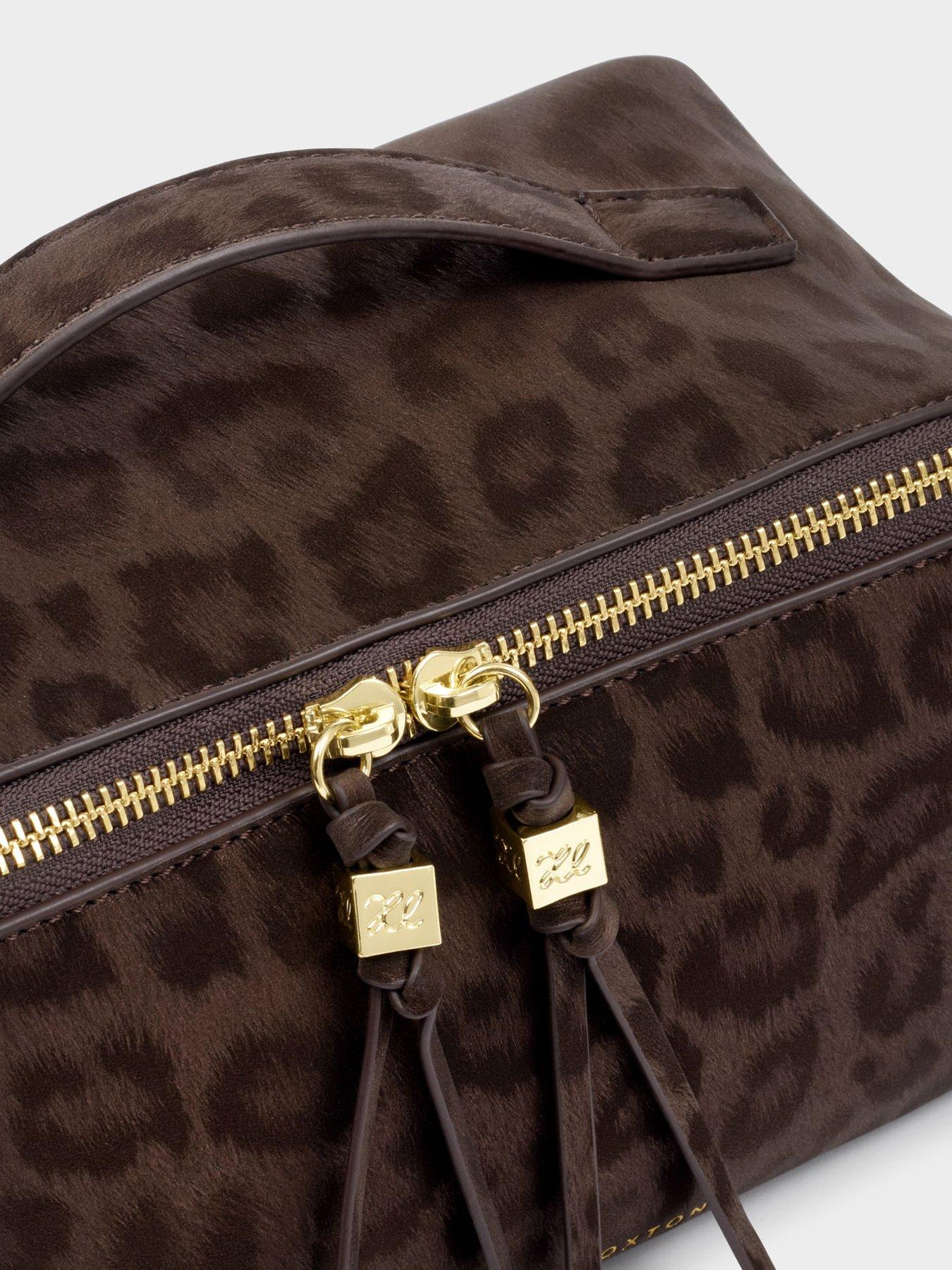 Image 3 of 4 of Katie Loxton Soho Medium Make Up / Wash Bag - Chocolate Leopard