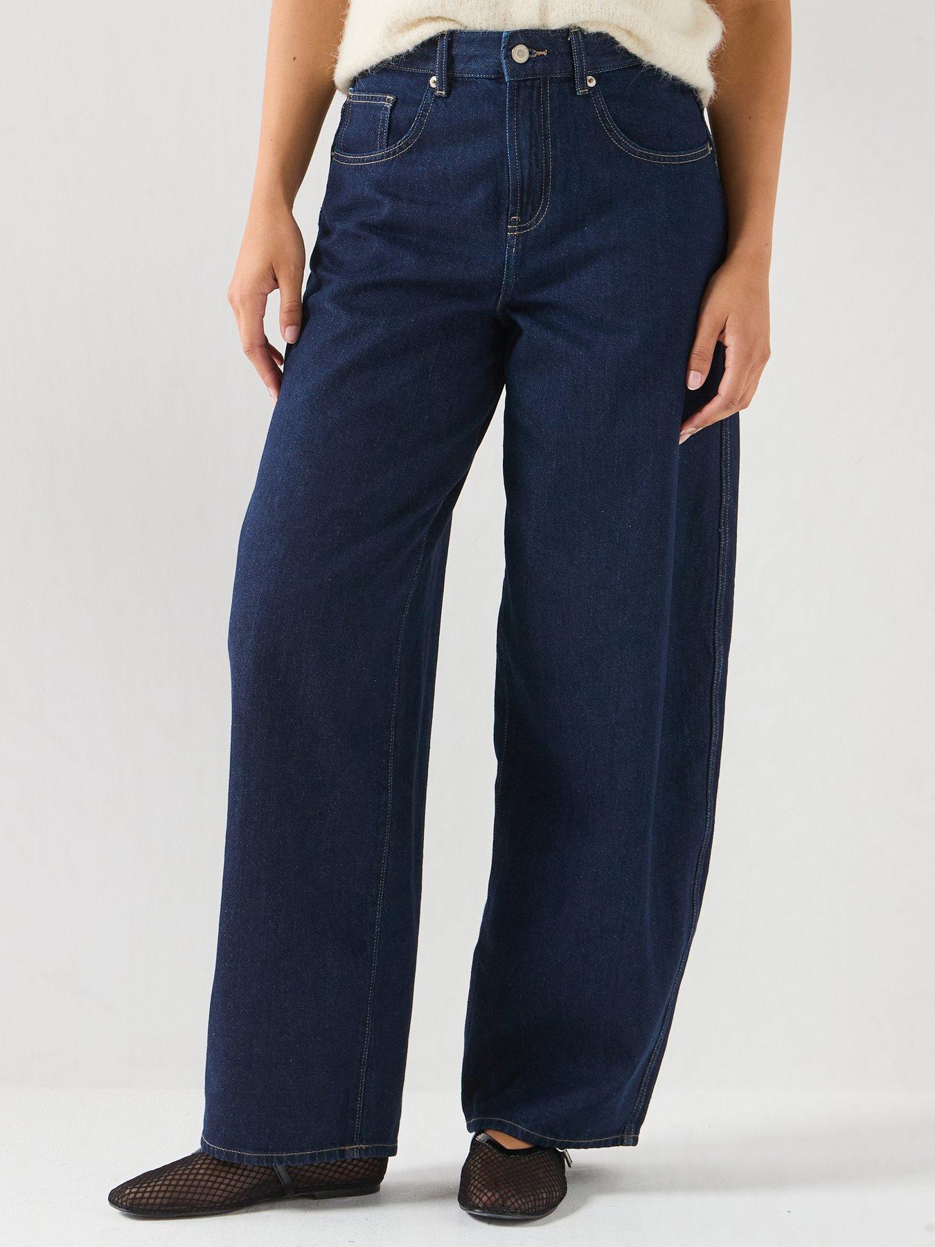 Only Rinse Wash High Waist Barrel Leg Jeans In 100% Cotton