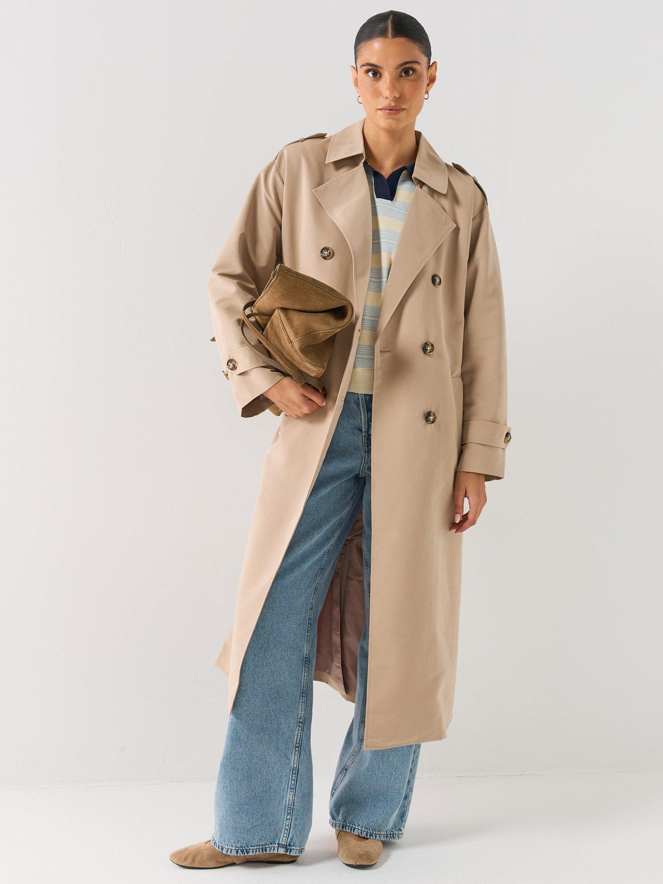 Vero Moda Women'S Long Double Breasted Trench Coat - Brown - Image 2