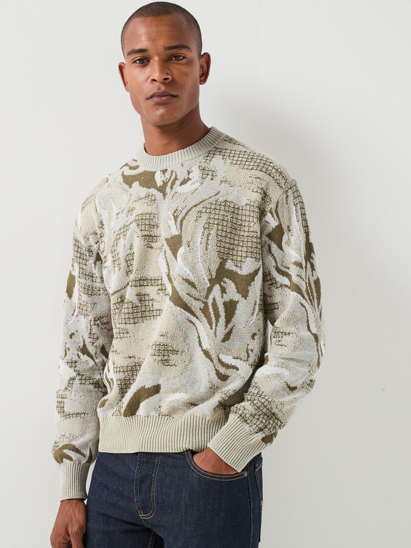 BOSS Afloralo Botanical Pattern Knitted Jumper - Green