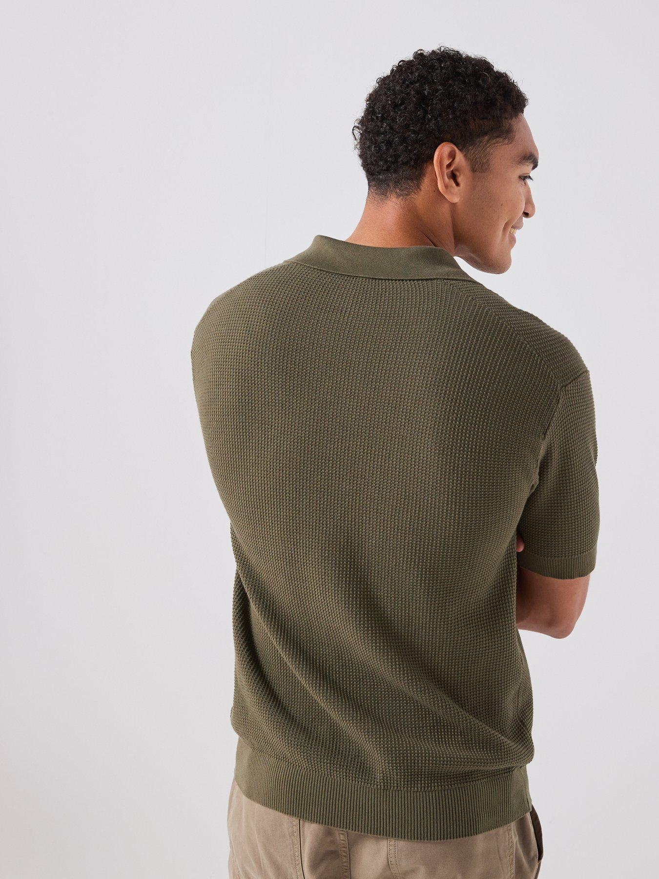 Image 2 of 6 of BOSS Kocello Open Collar Knitted Polo Shirt - Green