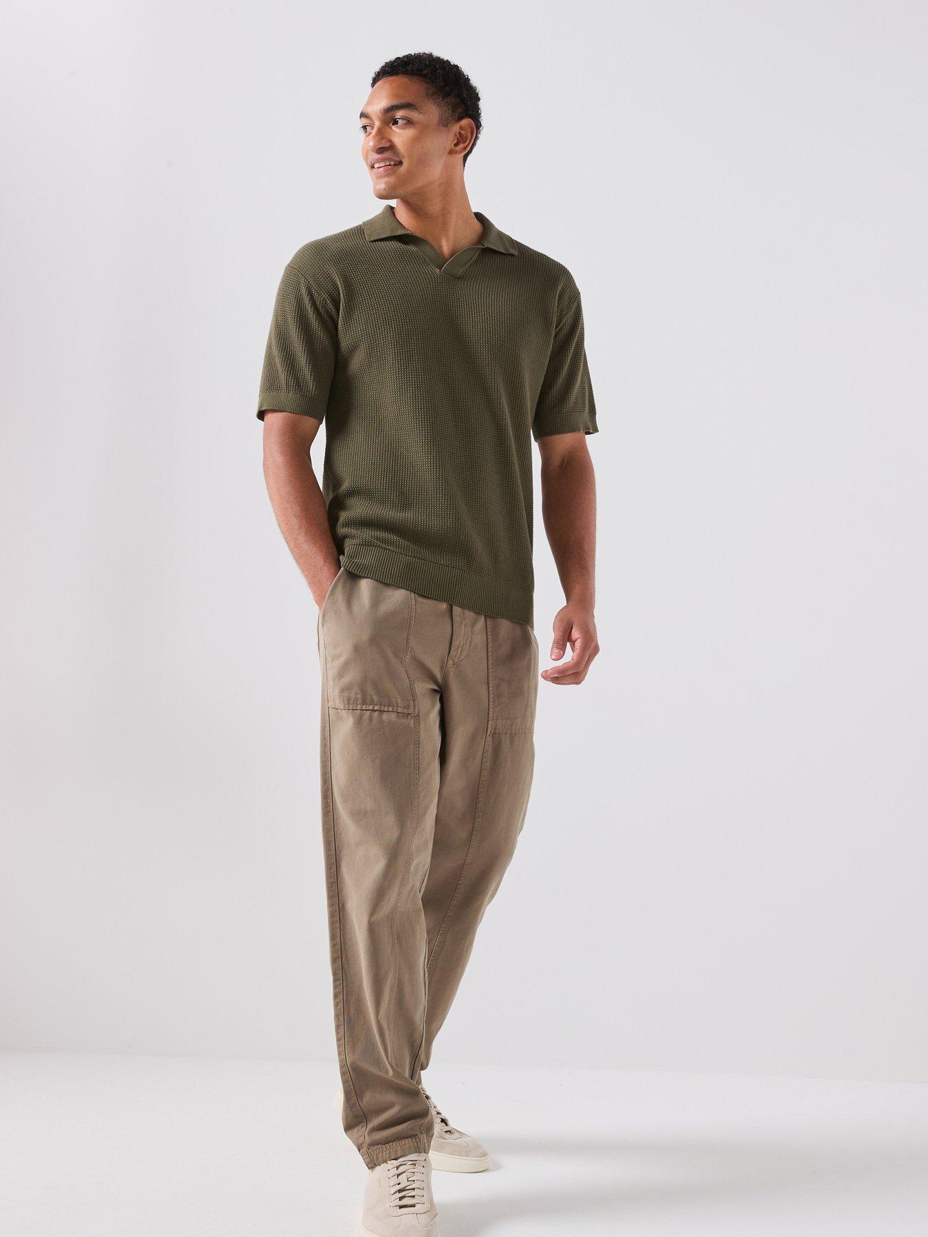 Image 3 of 6 of BOSS Kocello Open Collar Knitted Polo Shirt - Green