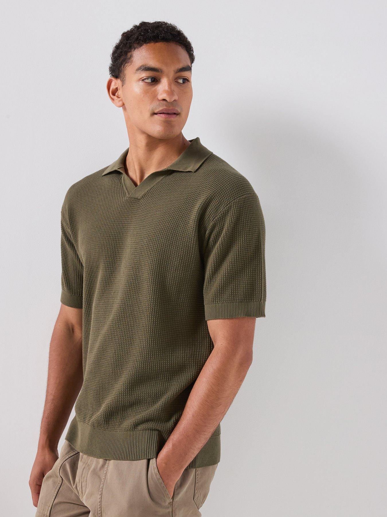 Image 6 of 6 of BOSS Kocello Open Collar Knitted Polo Shirt - Green