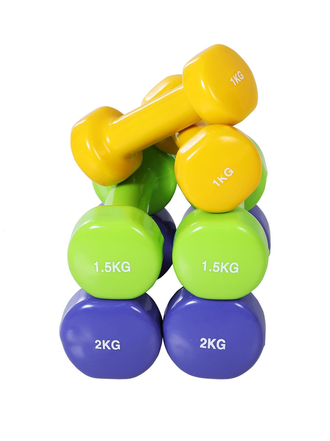 Image 1 of 7 of Homcom 10KG Dumbbells Set with Carry Case, Hand Weights for Women and Men Home Gym Weight Lifting Training, Red, Yellow, Green, Purple