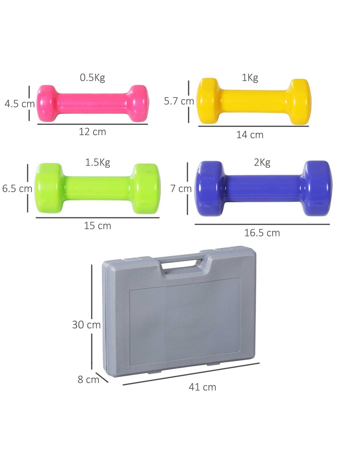 Image 7 of 7 of Homcom 10KG Dumbbells Set with Carry Case, Hand Weights for Women and Men Home Gym Weight Lifting Training, Red, Yellow, Green, Purple