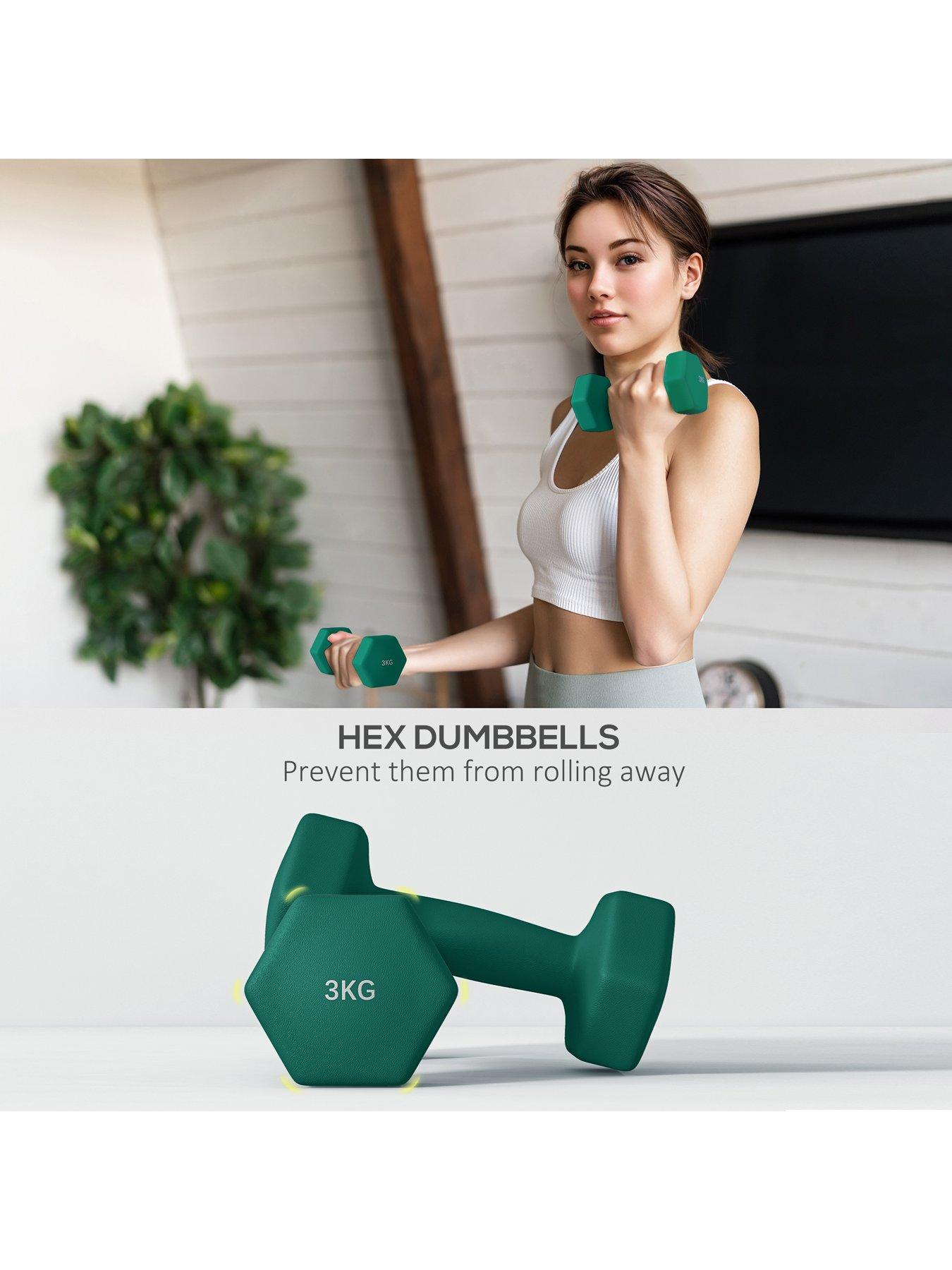 Image 7 of 7 of SPORTNOW Dumbbells Set with Carry Storage Rack, Set of 6 Weights for Home Gym, Kettlebell Training Weight Lifting Exercise, Grey