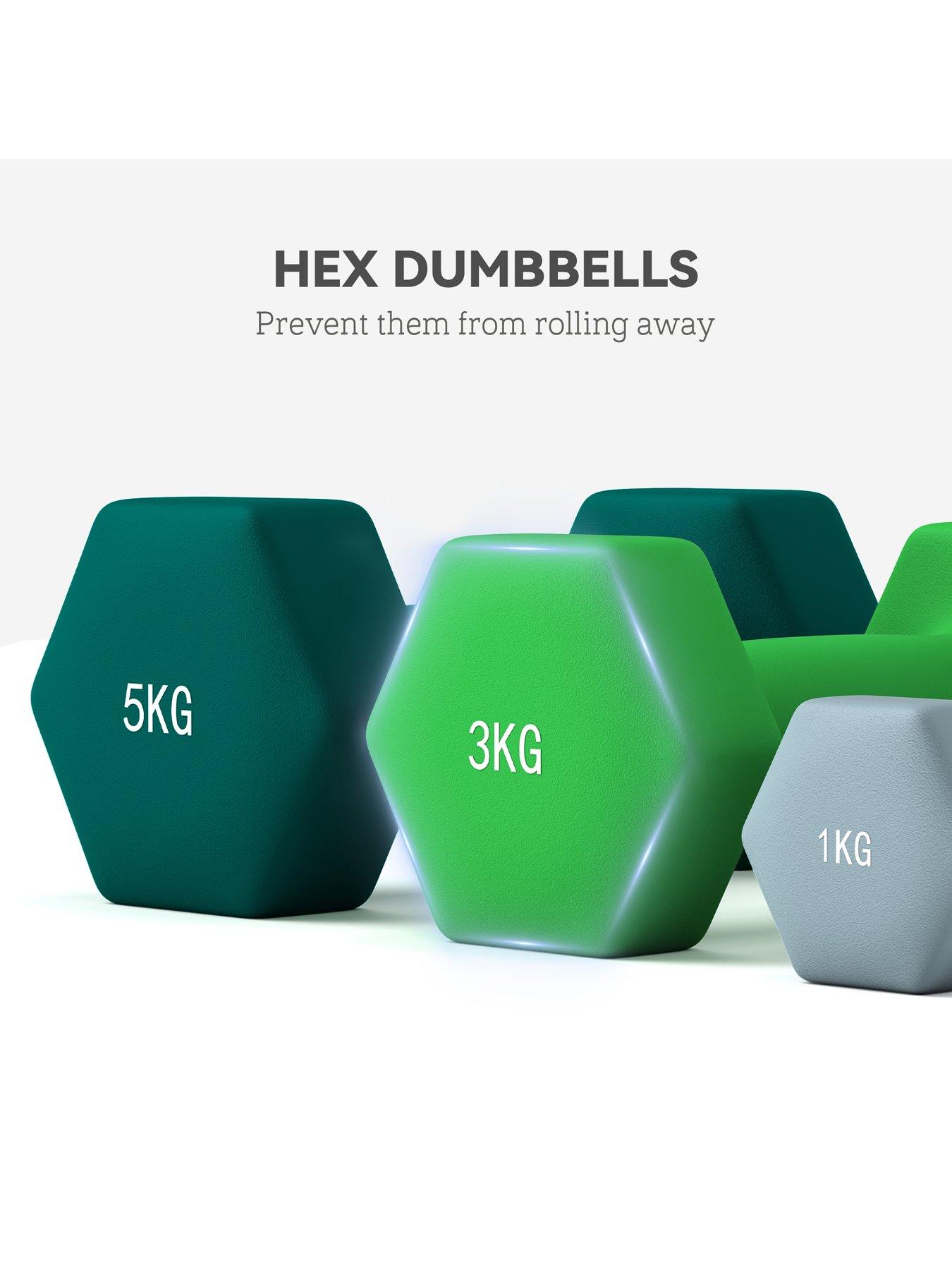 Image 7 of 7 of SPORTNOW Dumbbells Set with Carry Storage Rack, Set of 6 Weights for Home Gym, Kettlebell Training Weight Lifting Exercise, Grey