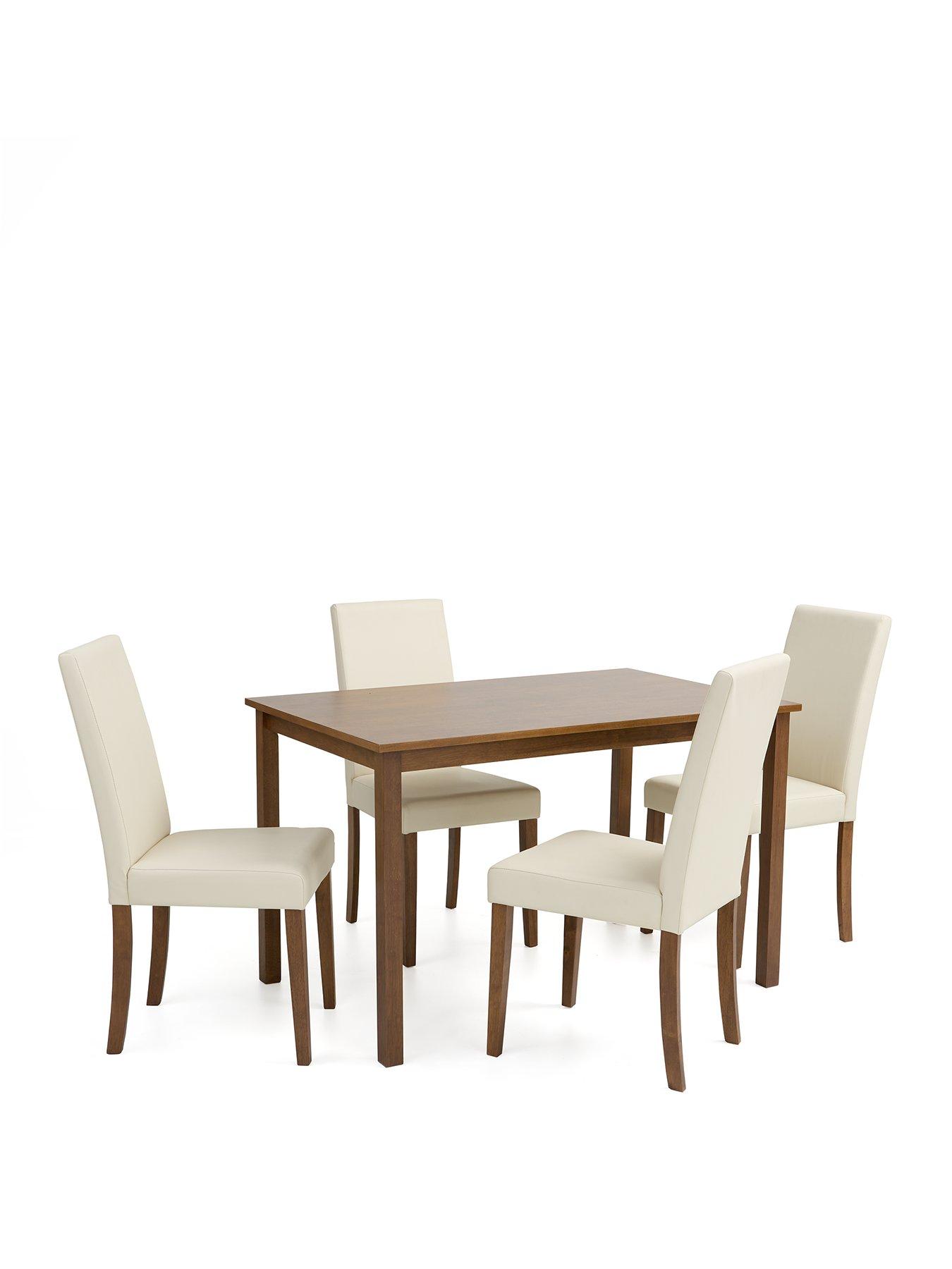 Image 2 of 6 of The Very Collection Primo Walnut 120cm &amp; 4 Faux Leather Cream Chairs