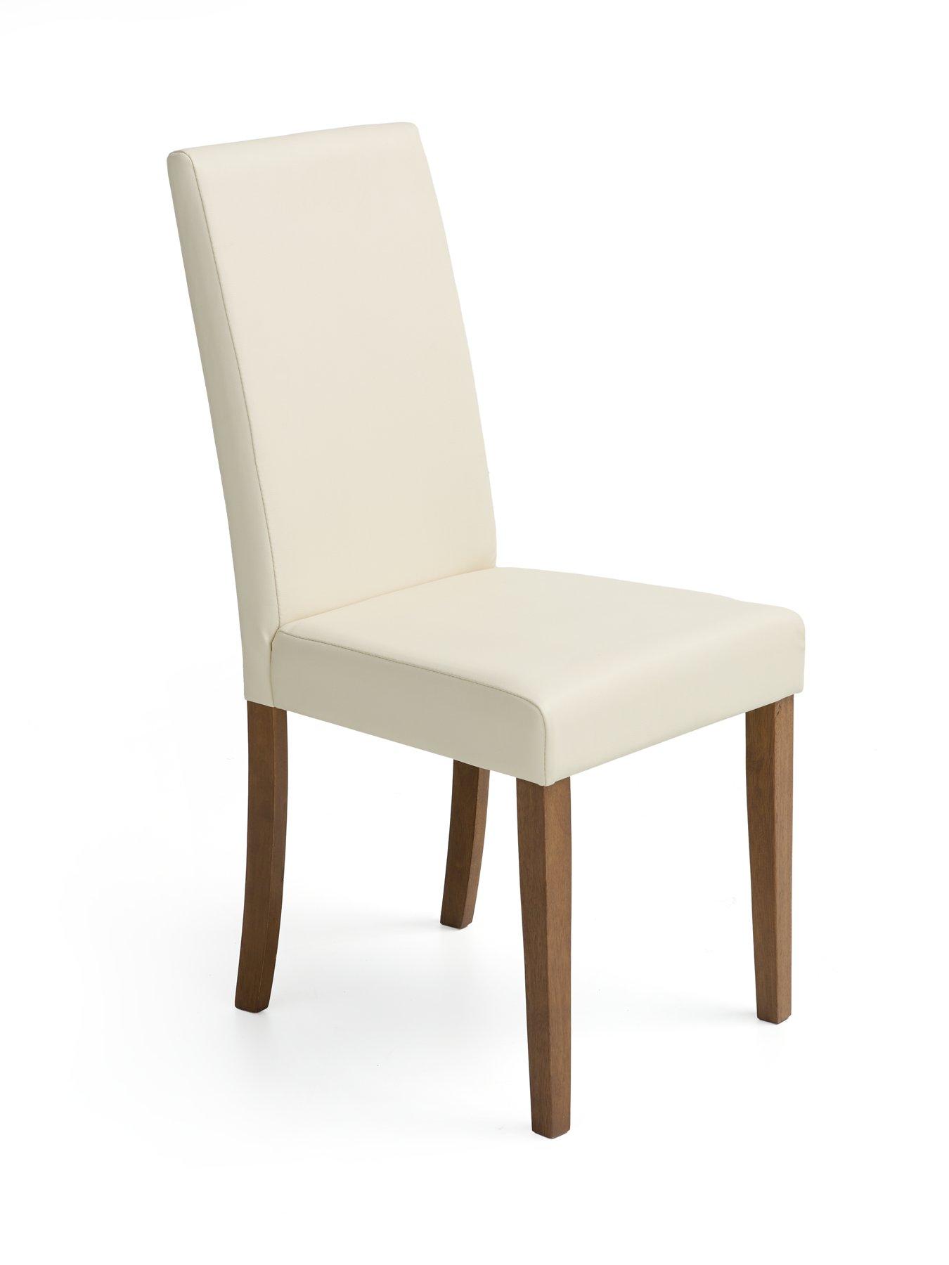 Image 5 of 6 of The Very Collection Primo Walnut 120cm &amp; 4 Faux Leather Cream Chairs