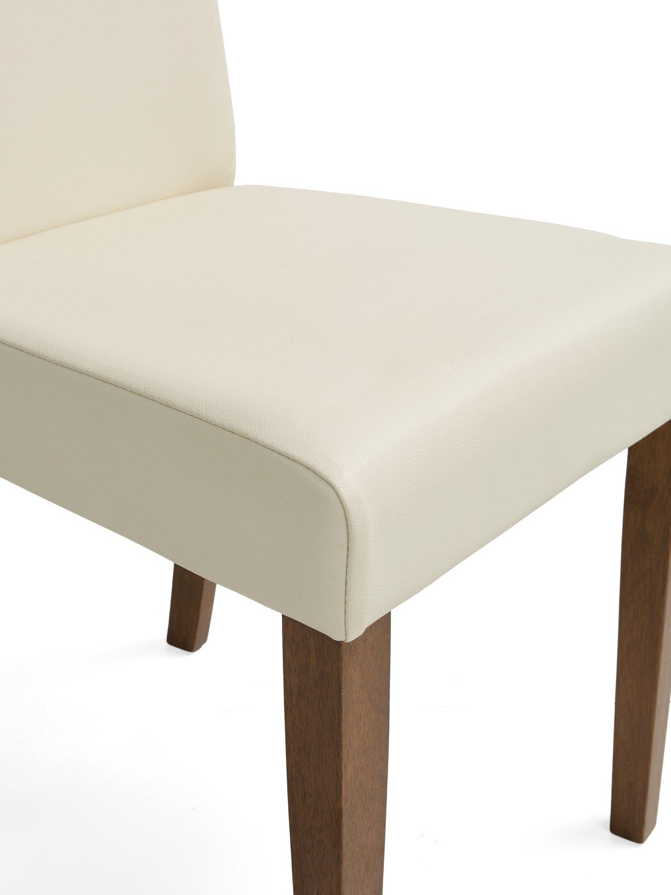 Image 6 of 6 of The Very Collection Primo Walnut 120cm &amp; 4 Faux Leather Cream Chairs