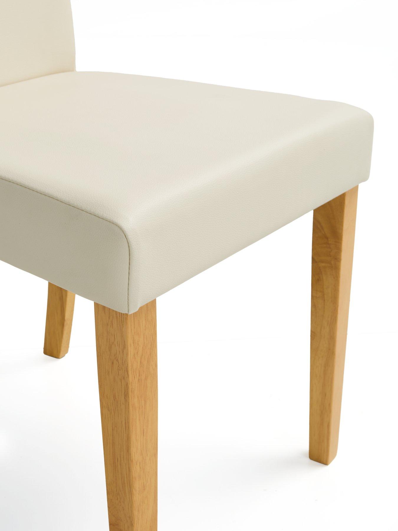 Image 5 of 5 of The Very Collection Primo Oak 150cm &amp; 6 Faux Leather Cream Chairs