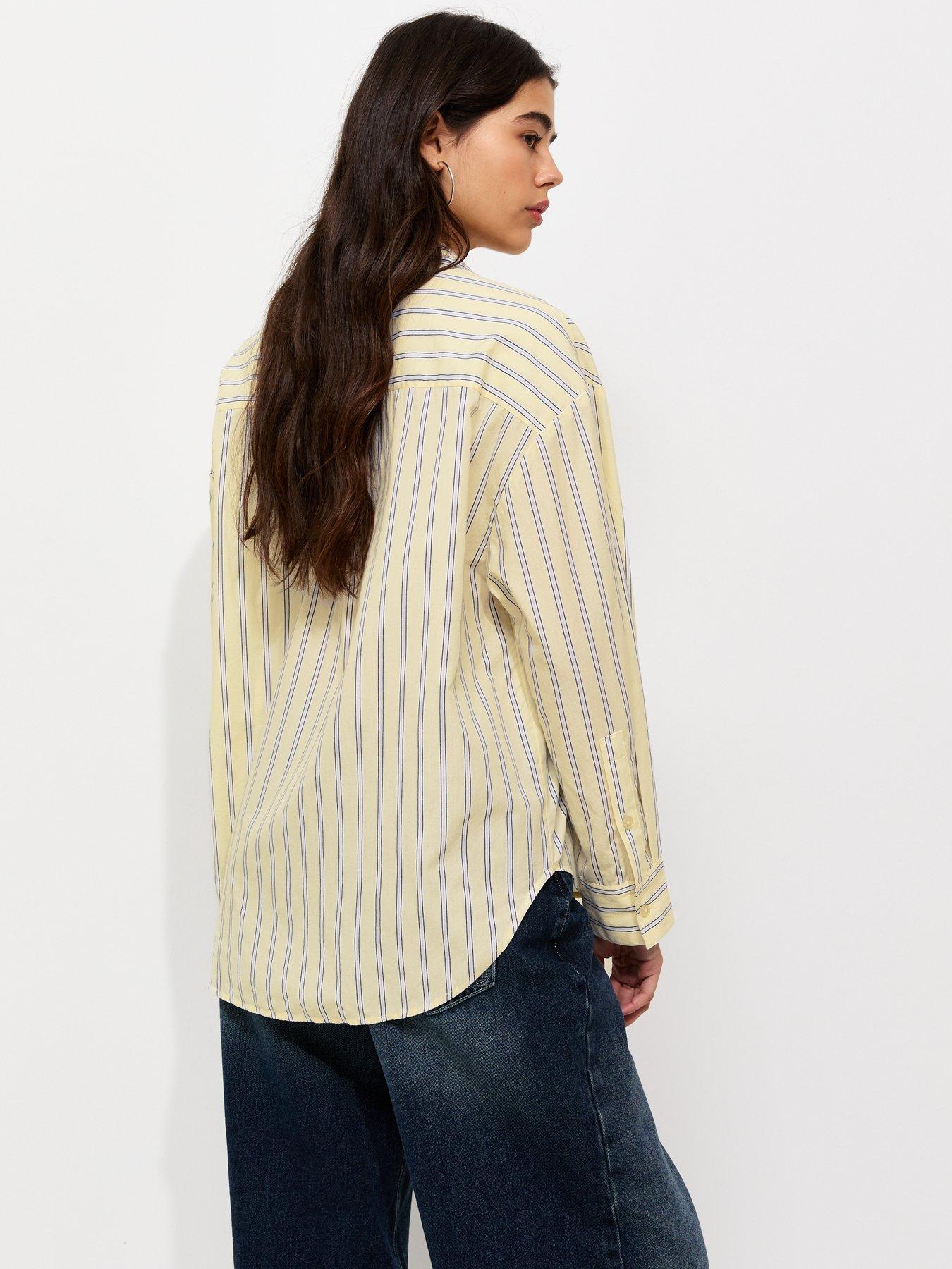 Image 2 of 6 of New Look Cotton Striped Oversized Shirt - Yellow