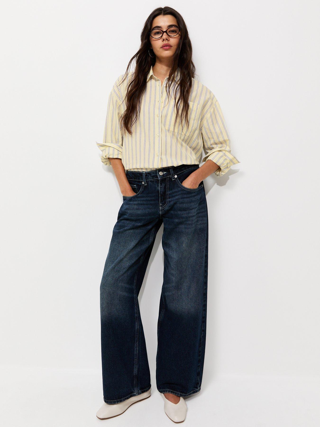 Image 3 of 6 of New Look Cotton Striped Oversized Shirt - Yellow