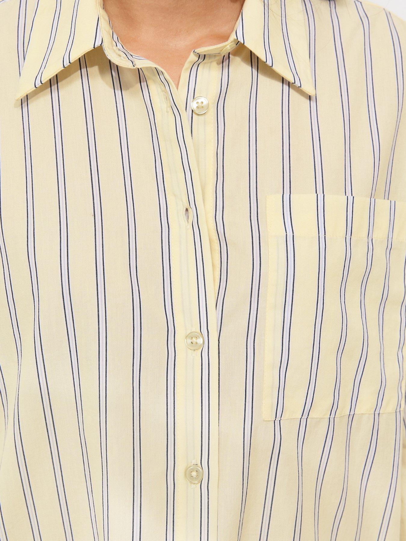 Image 5 of 6 of New Look Cotton Striped Oversized Shirt - Yellow