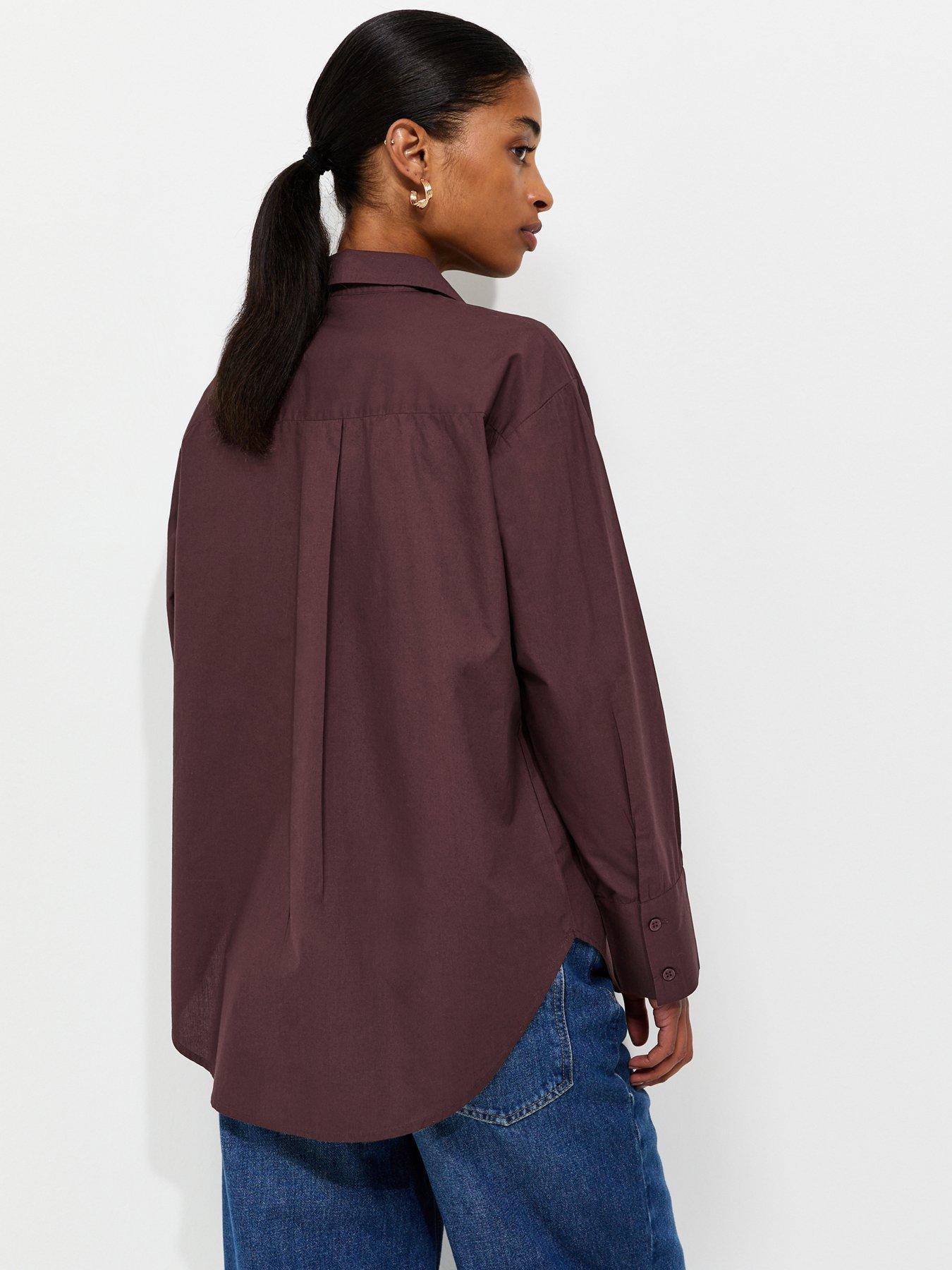 Image 2 of 4 of New Look Cotton Poplin Long Sleeve Shirt - Red