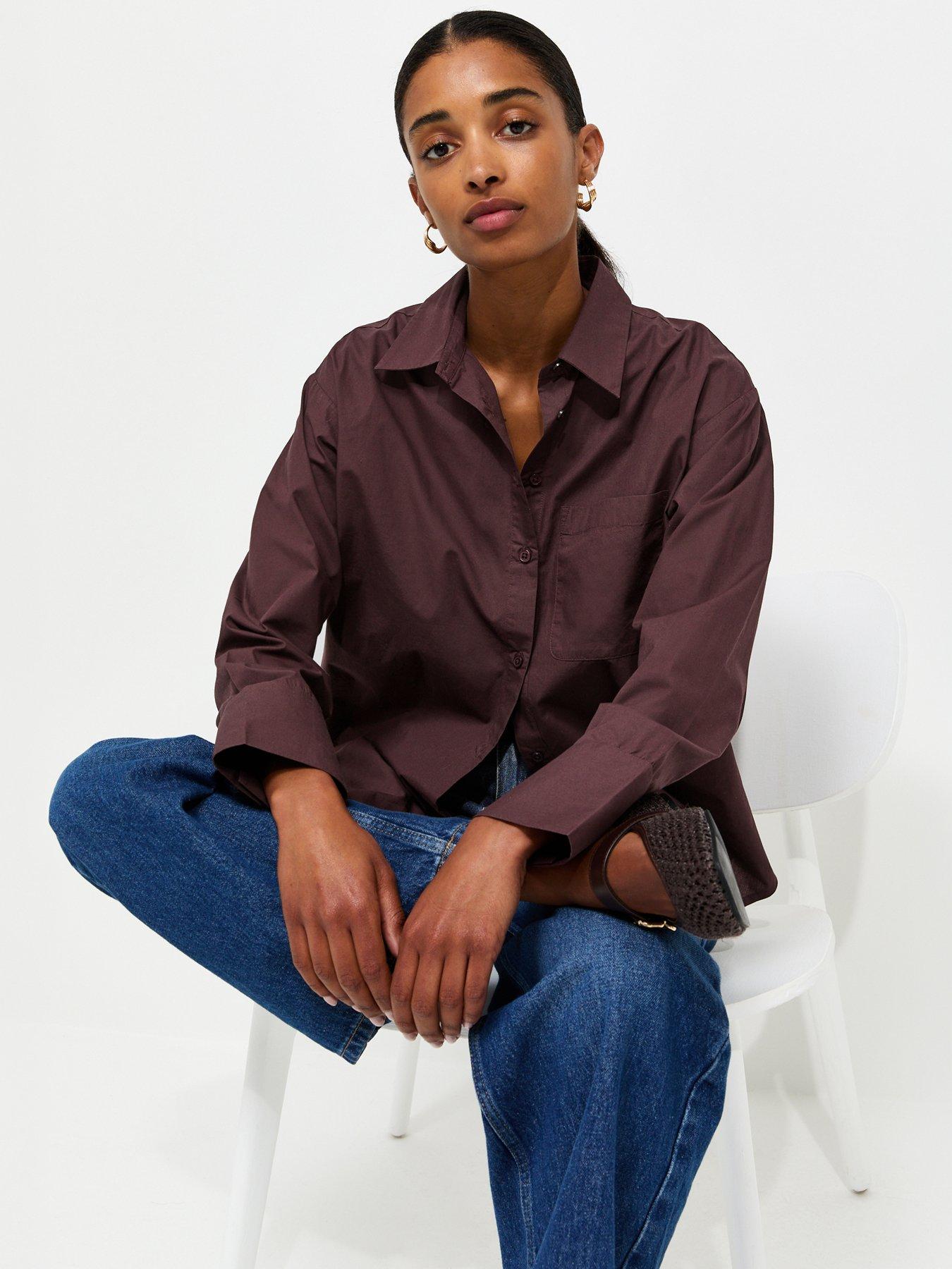 Image 3 of 4 of New Look Cotton Poplin Long Sleeve Shirt - Red