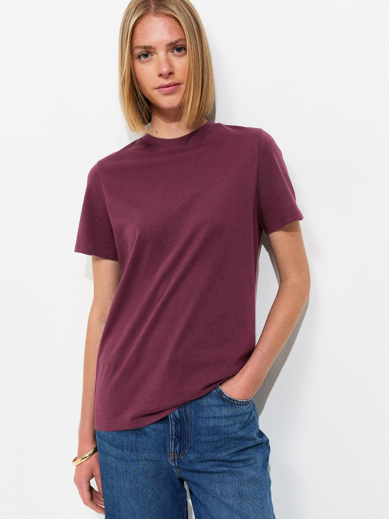 New Look Dark Burgundy Cotton T-shirt