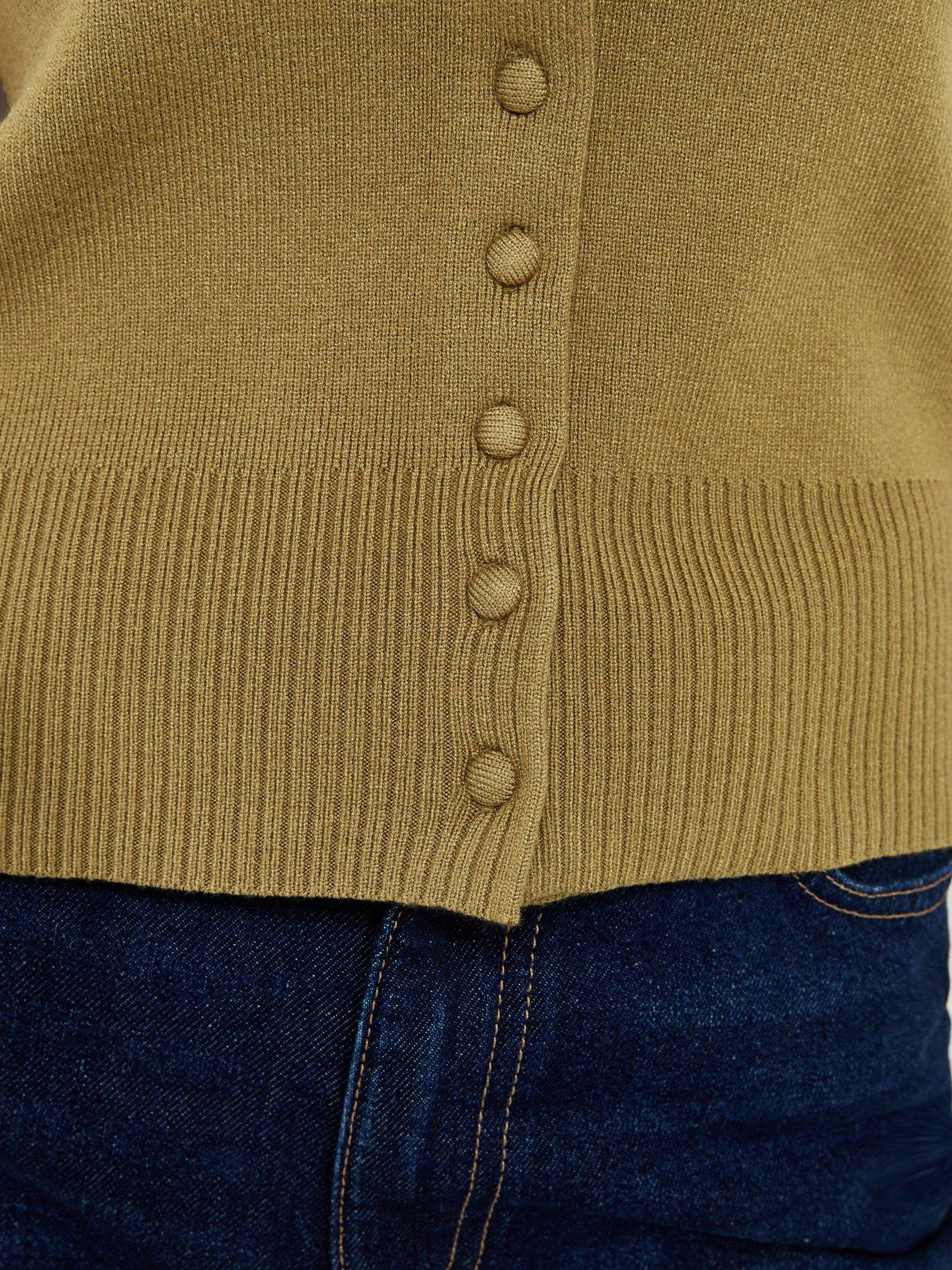 Image 5 of 5 of New Look Compact Knit Button Through Waistcoat - Light Khaki