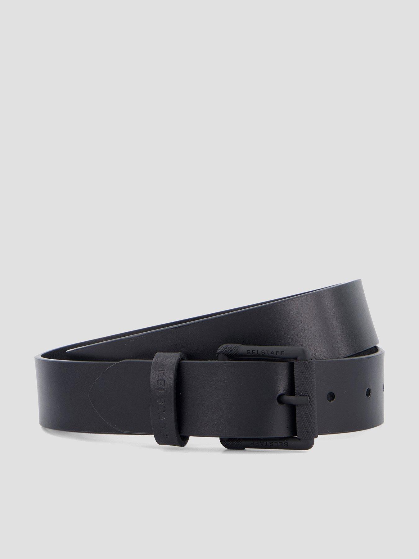 Image 1 of 4 of Belstaff Roller Buckle Leather Belt - Black