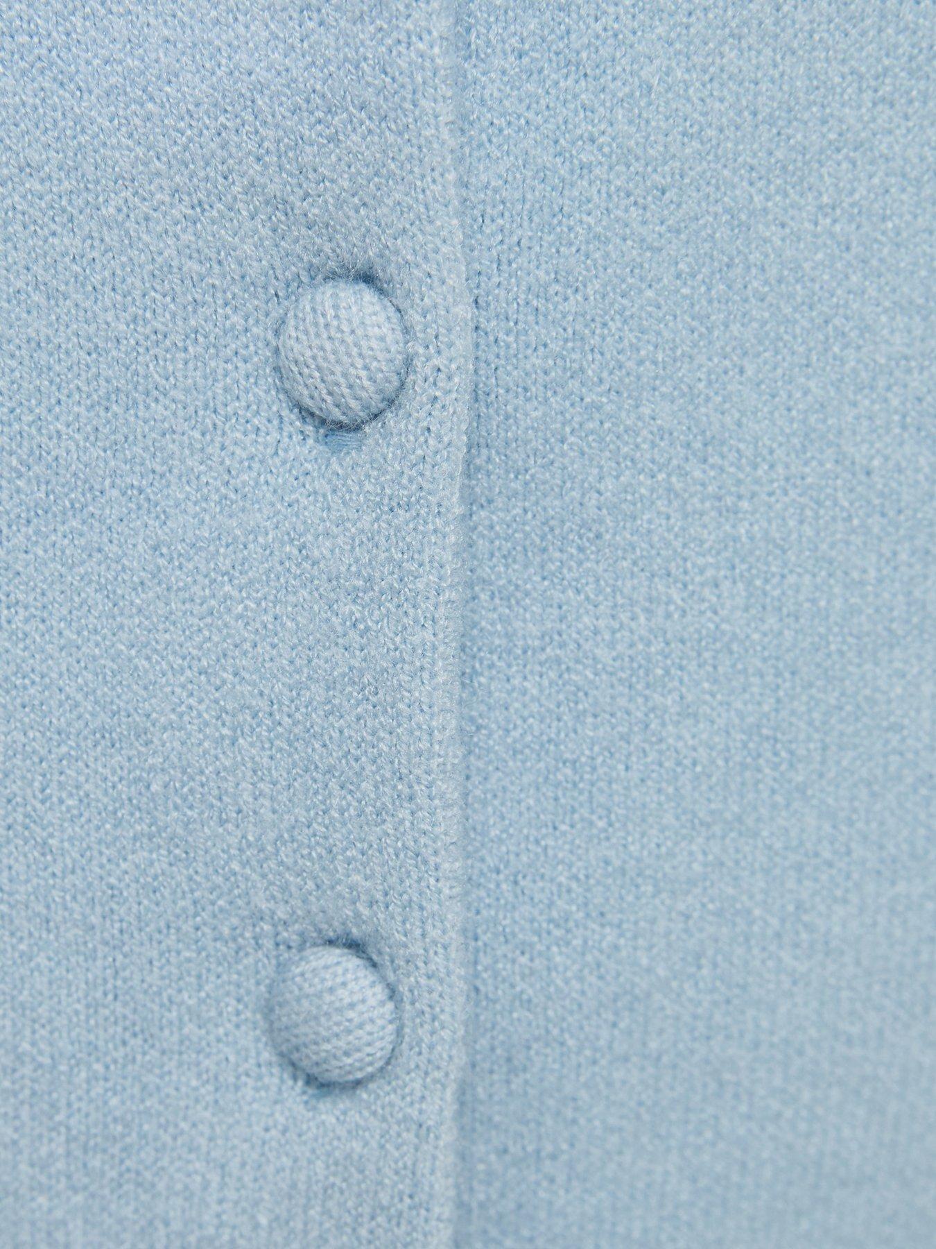 Image 5 of 5 of New Look Compact Knit Cap Sleeve Buttoned Top - Blue