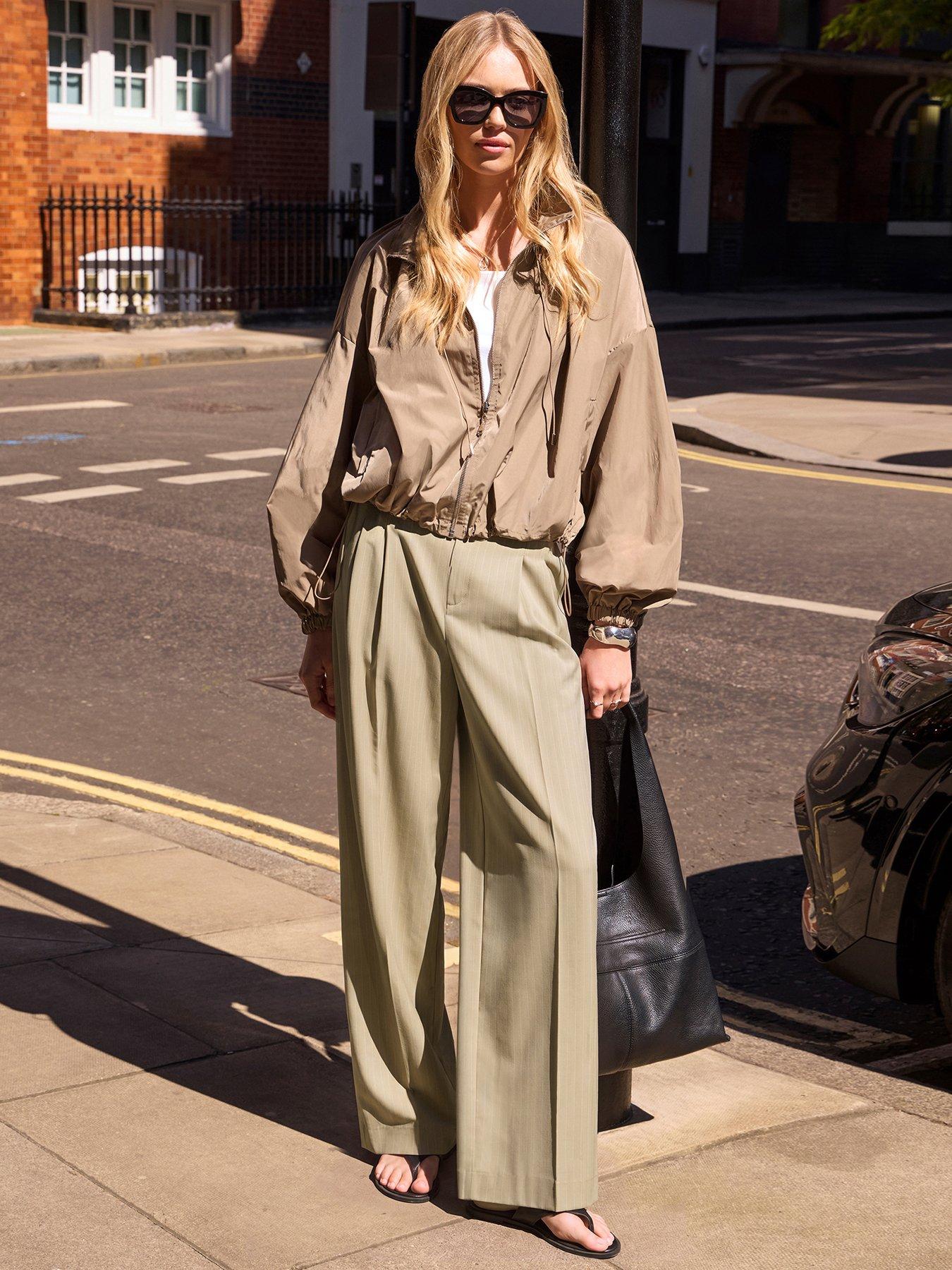 New Look Striped Wide Leg Co-ord Trousers - Brown