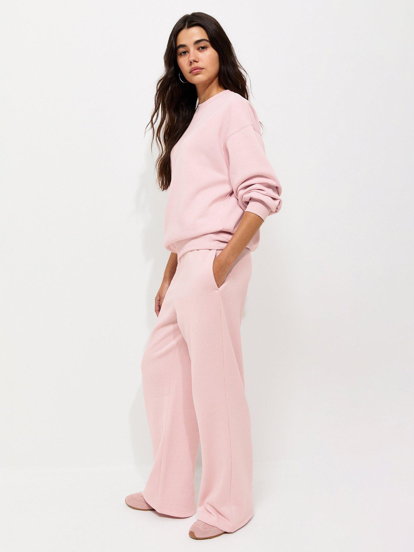 Image 1 of 4 of New Look Cotton Rich Wide Leg Joggers - Light Pink