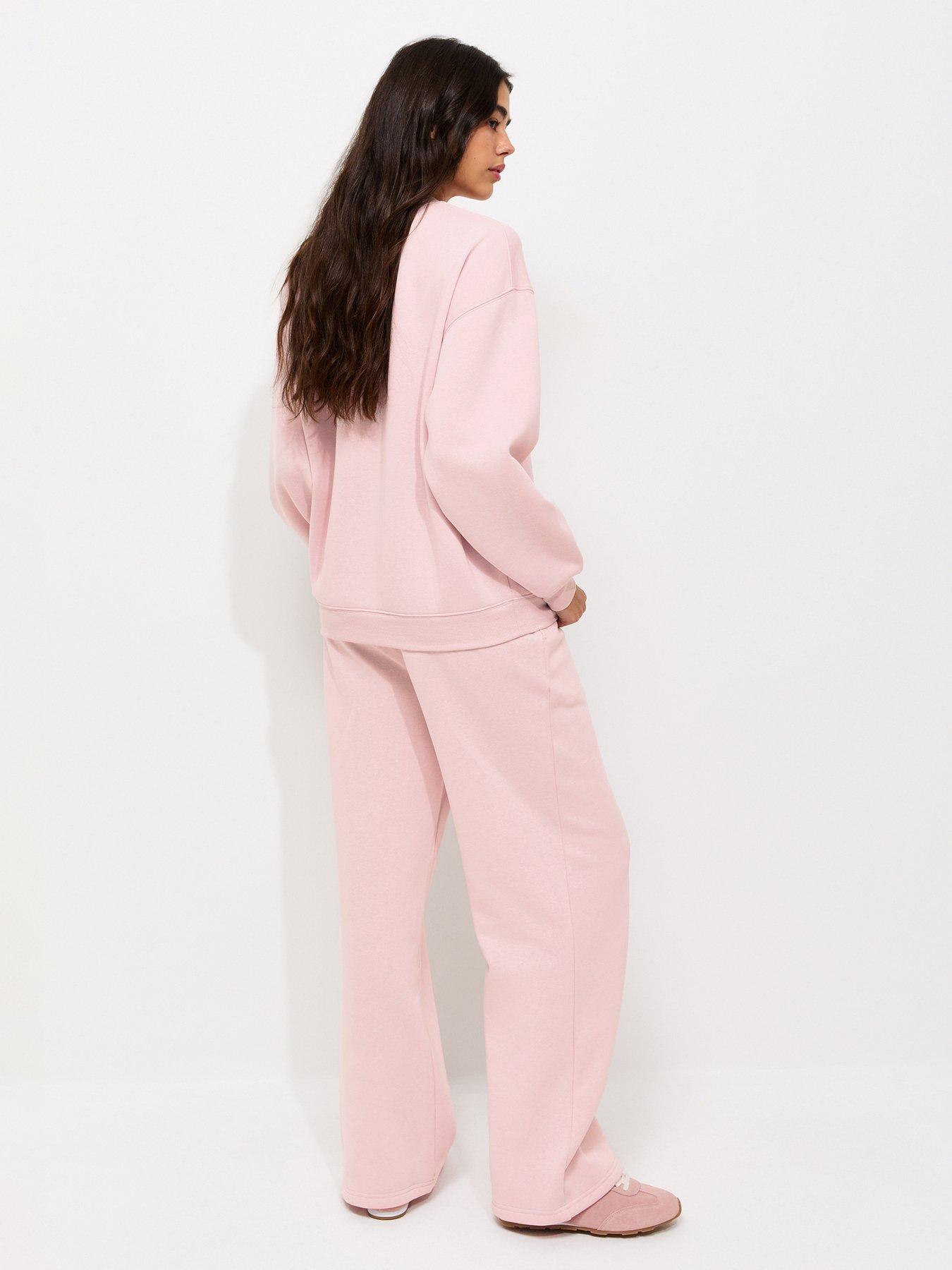 Image 2 of 4 of New Look Cotton Rich Wide Leg Joggers - Light Pink