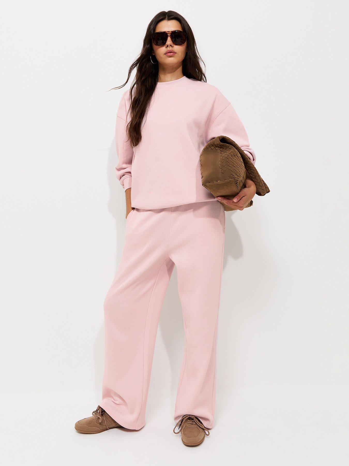 Image 3 of 4 of New Look Cotton Rich Wide Leg Joggers - Light Pink