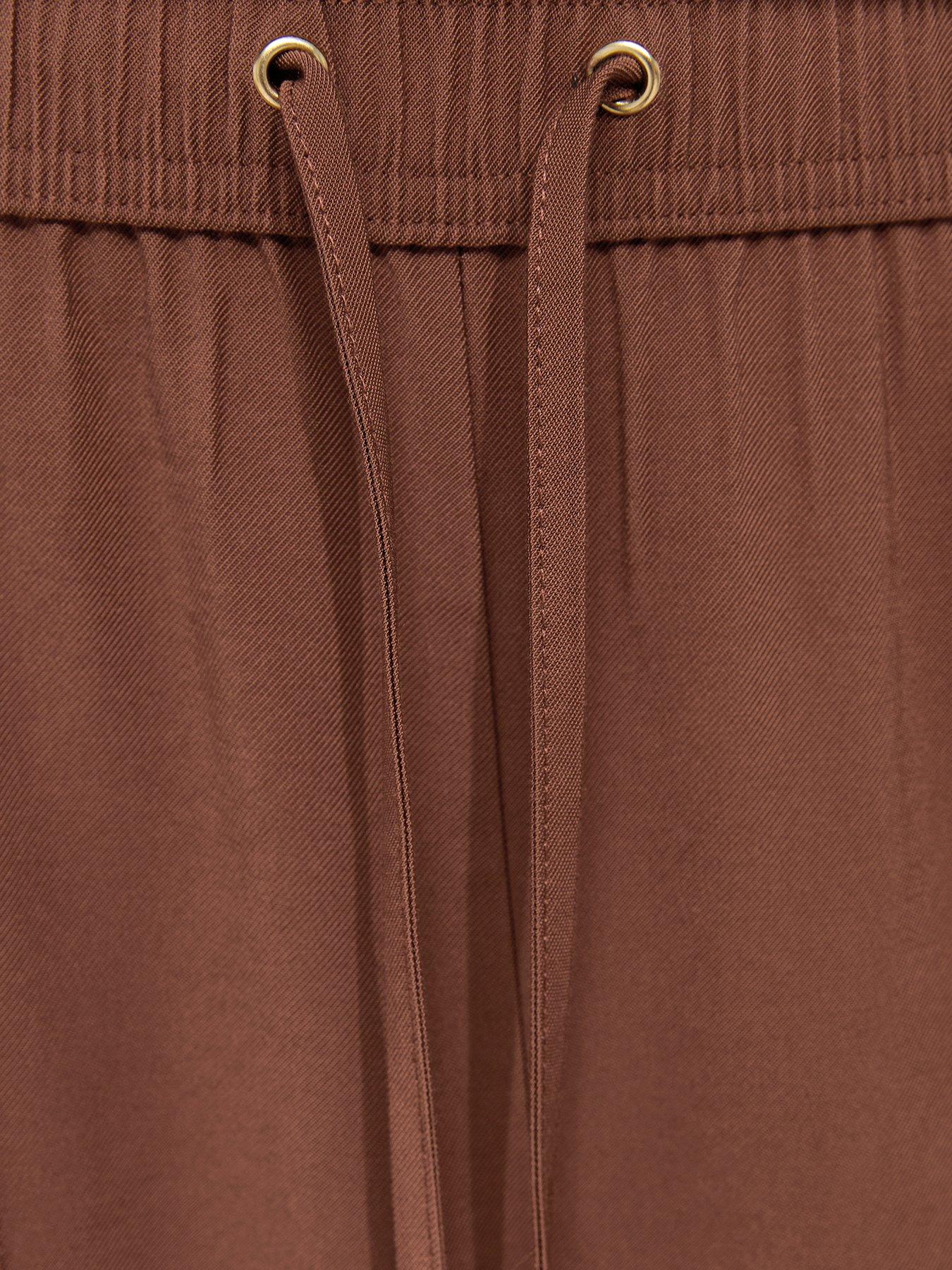 Image 5 of 5 of New Look Drawstring Front Crease Wide Leg Trousers - Brown