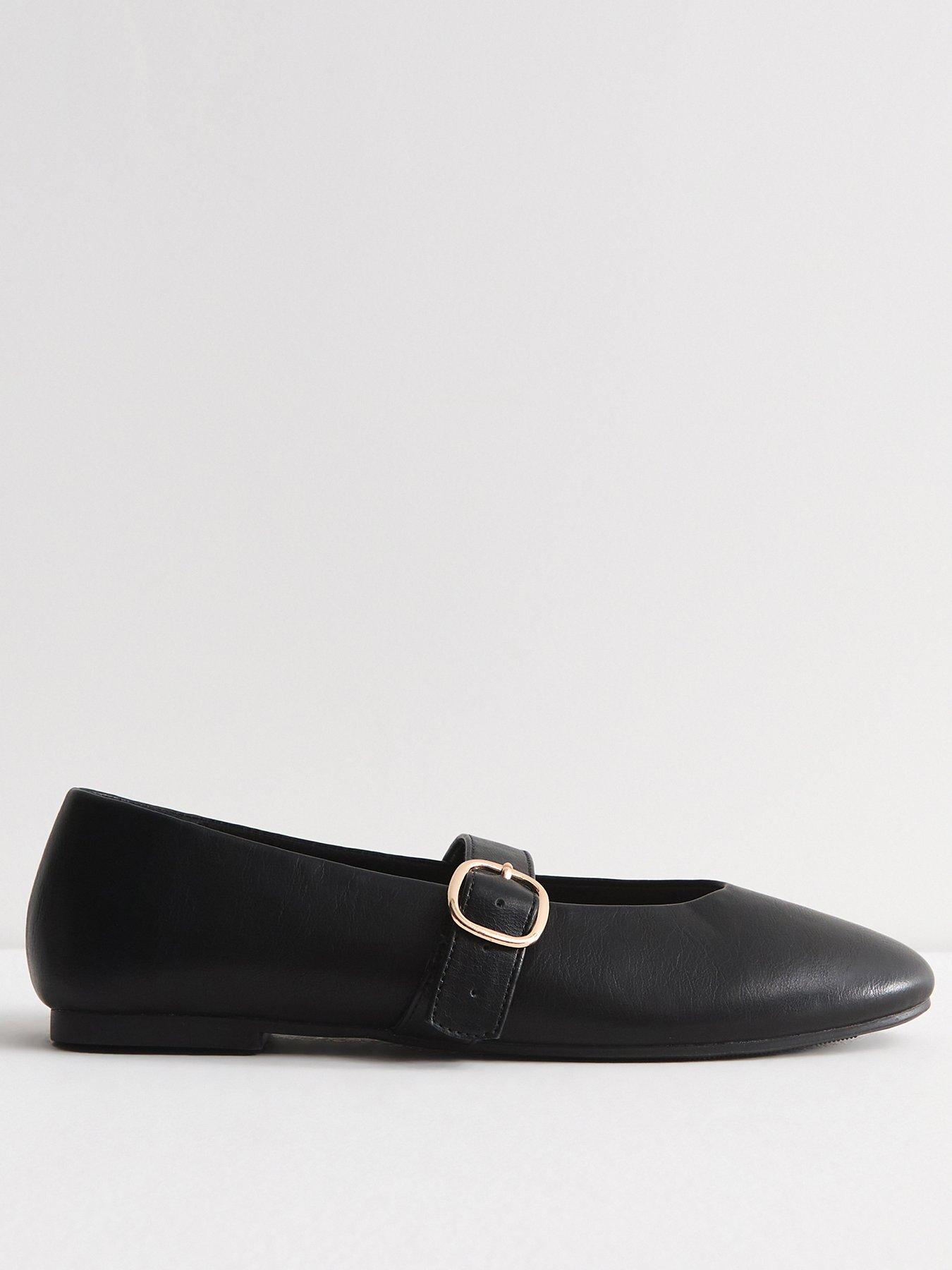 Image 2 of 4 of New Look Faux Leather Mary Jane School Shoe&nbsp;Flats - Black