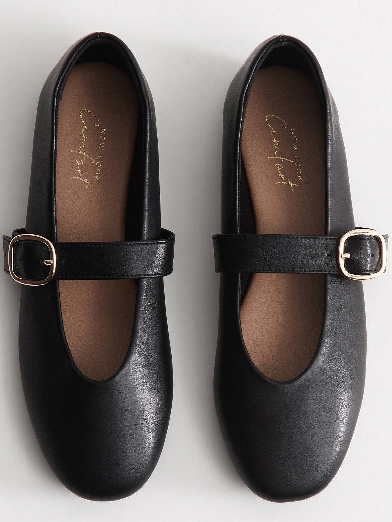 Image 4 of 4 of New Look Faux Leather Mary Jane School Shoe&nbsp;Flats - Black