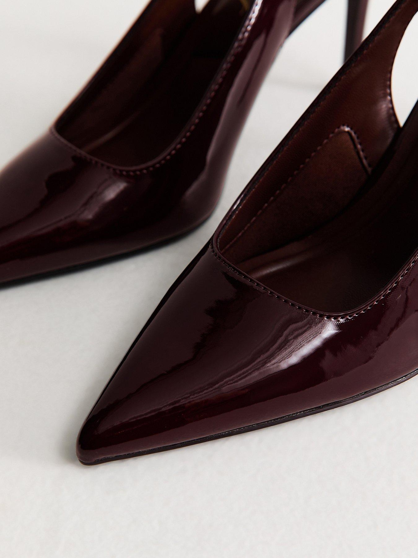 Image 4 of 6 of New Look Womens Pointed Toe Buckle Slingback Court Shoes - Dark Burgundy