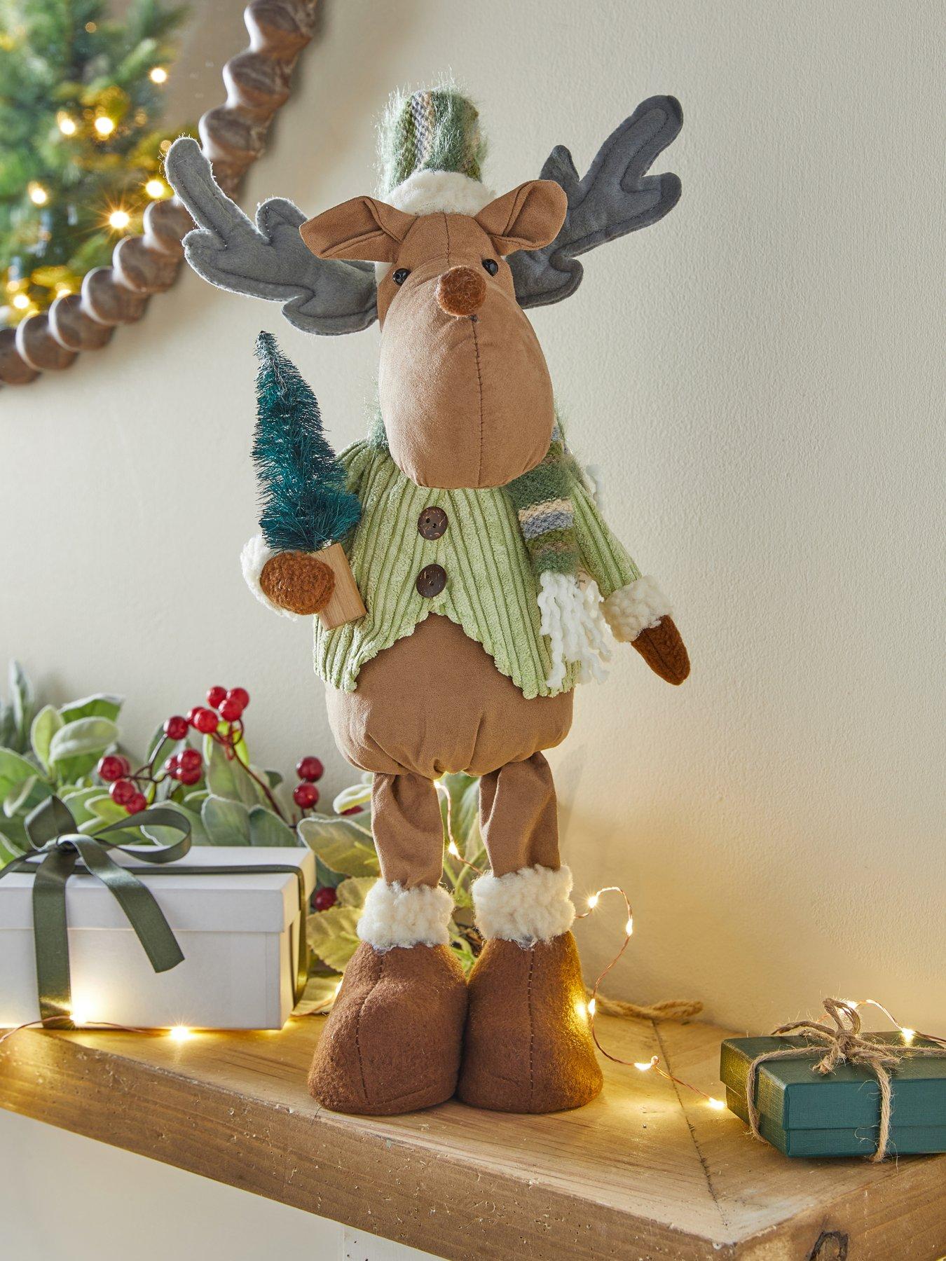 Image 1 of 6 of Festive Standing Plush Reindeer Christmas Decoration&nbsp;- 40cm