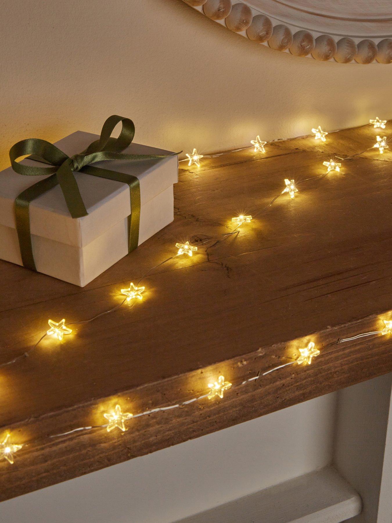 Festive 80 Bulb Dewdrop Star Light Battery Operated Multi Fuctional - Warm White