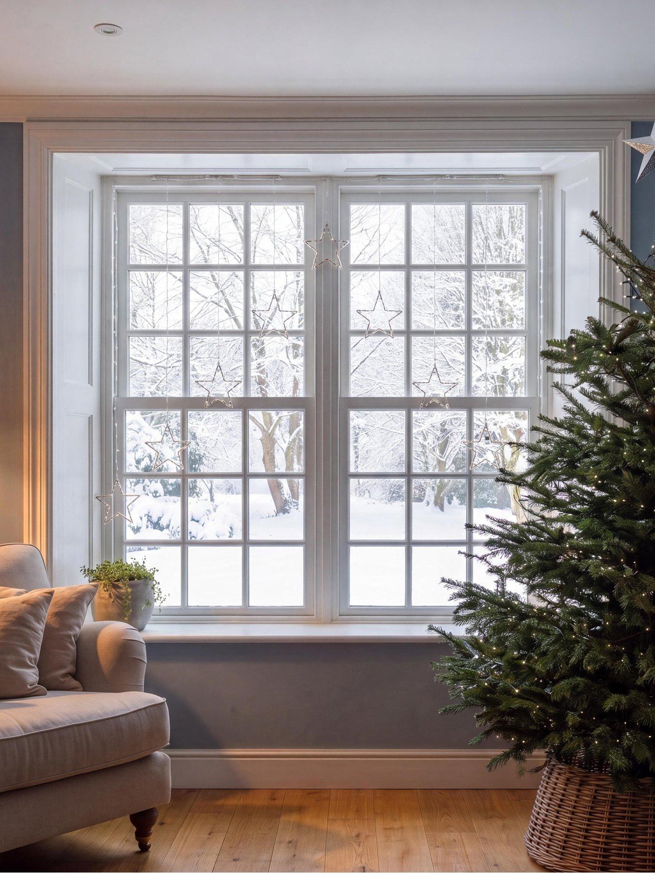 Image 4 of 4 of Festive Star Curtain Lights - Warm White -120cm X 120cm