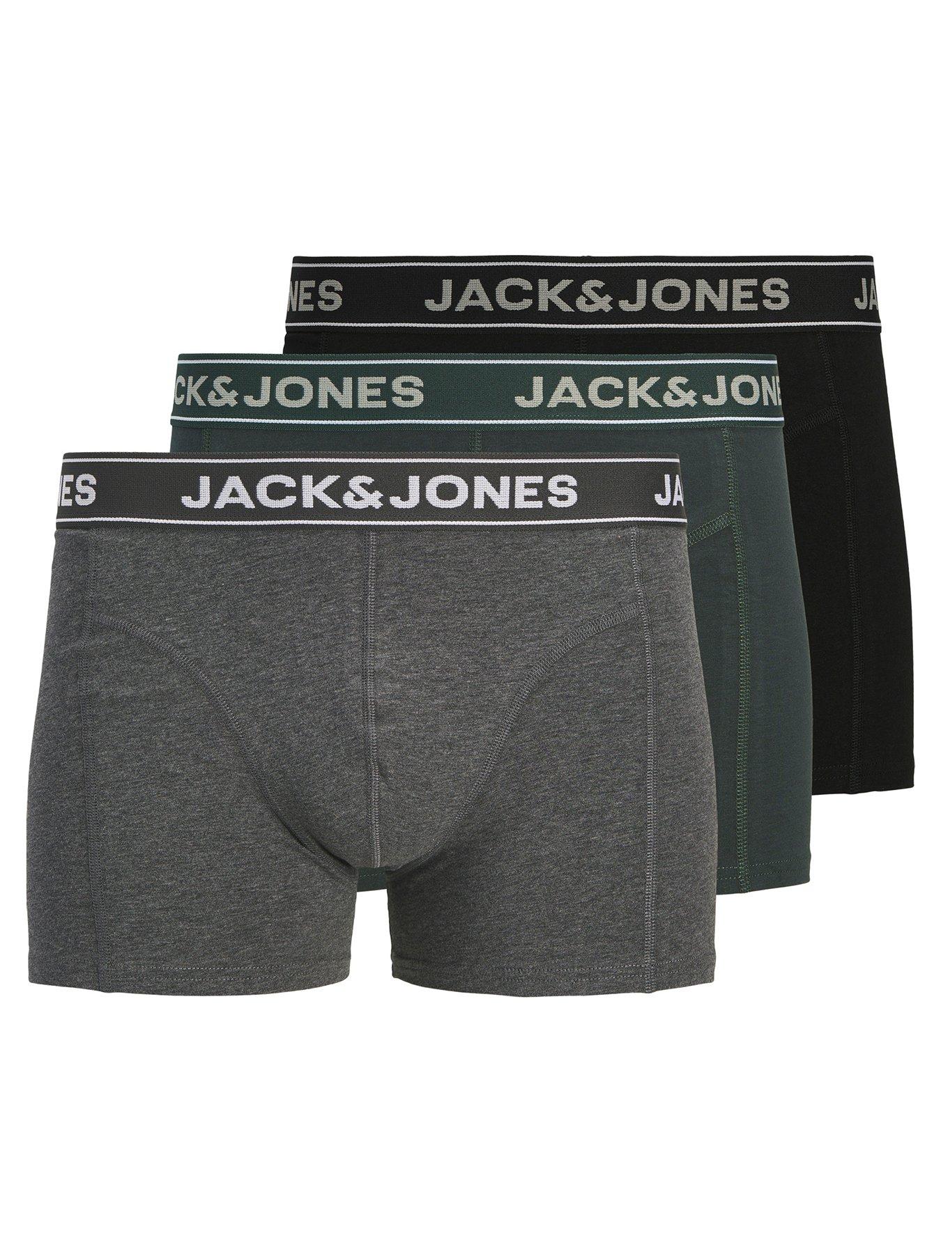 Image 1 of 4 of Jack & Jones Mens 5 Pack Organic Cotton Stretch Trunks - Dark Grey Melange